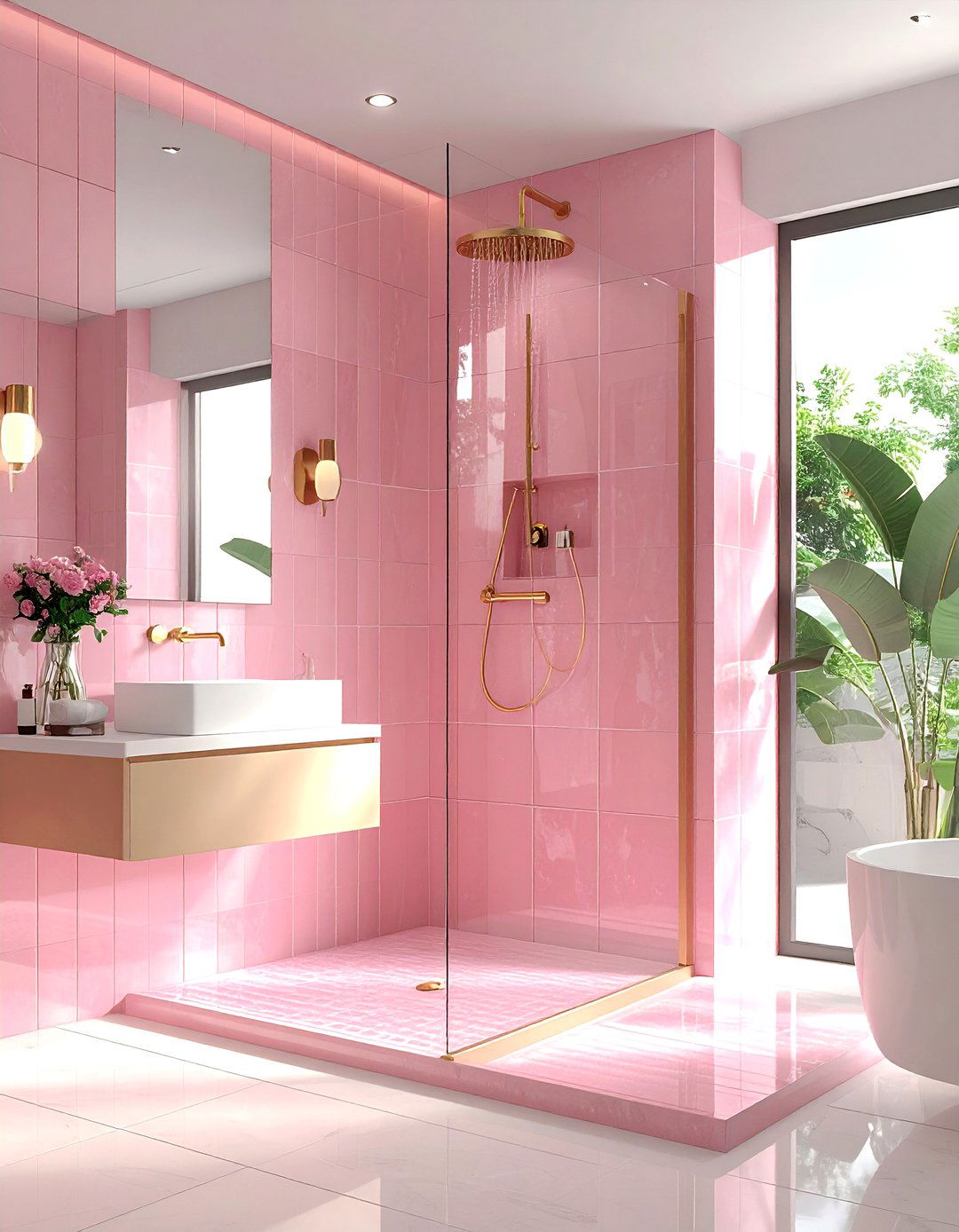 Modern Pink Bathroom Gold Shower - 30 pink and gold bathroom ideas