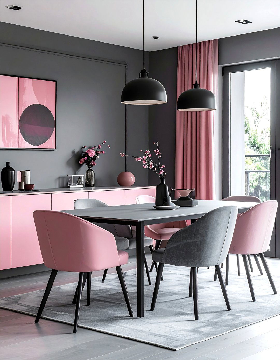 Modern Pink Gray Dining Room - 30 pink gray dining room ideas