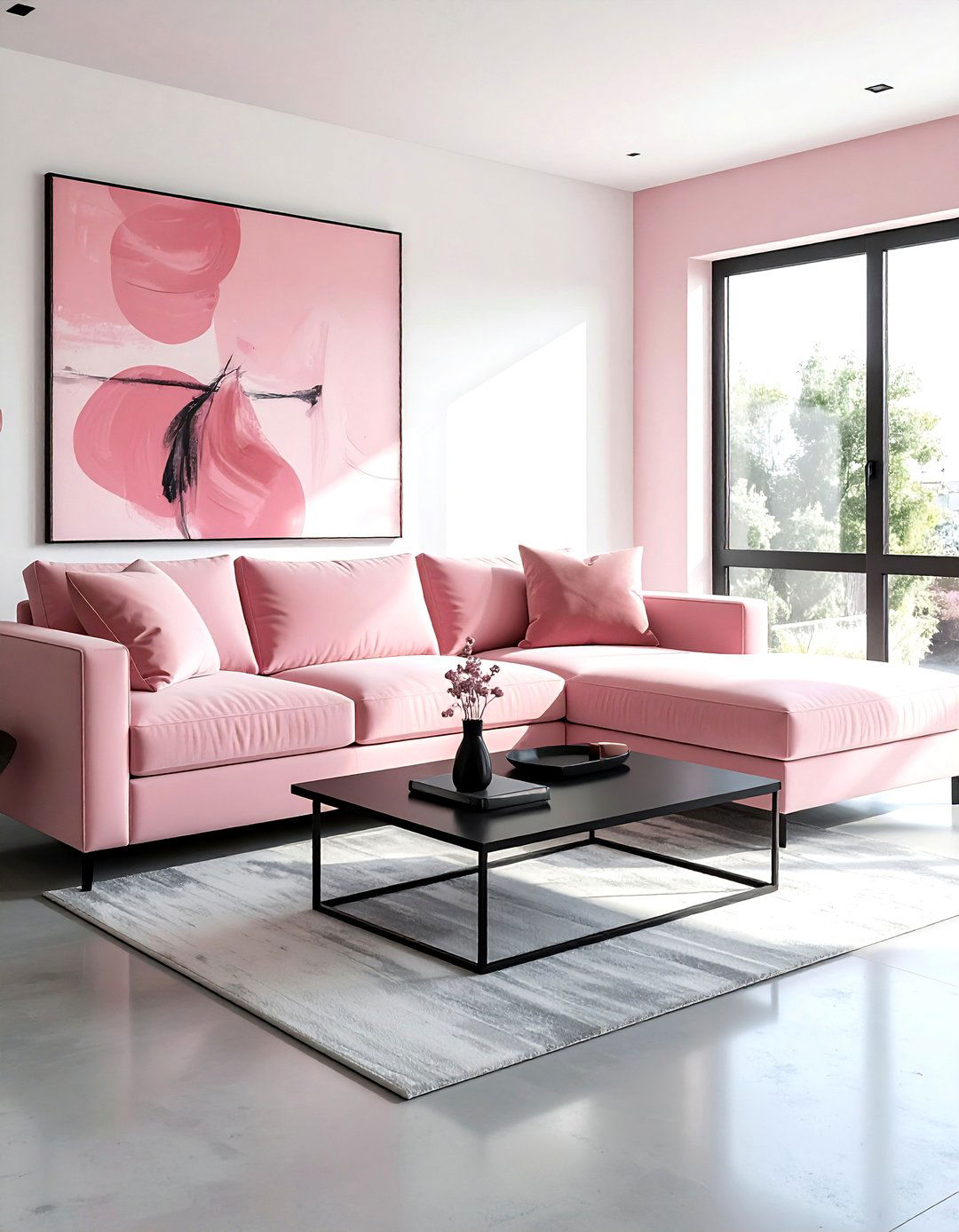 Modern Pink Living Room - 30 blush living room ideas