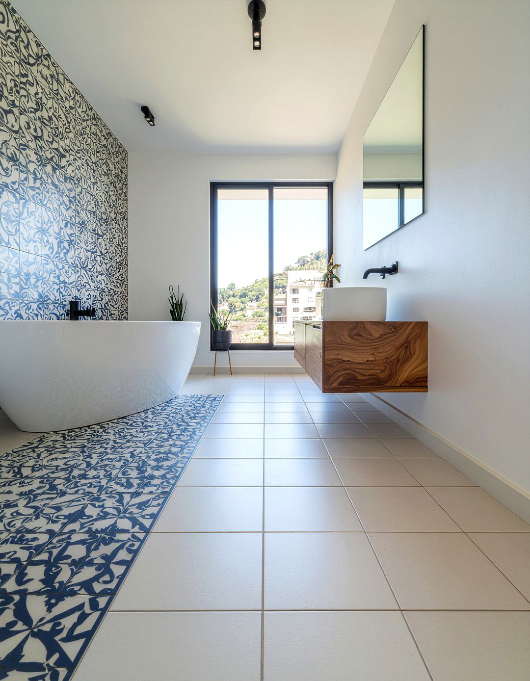 Modern Portuguese tile floor - 30 Portuguese tile bathroom ideas