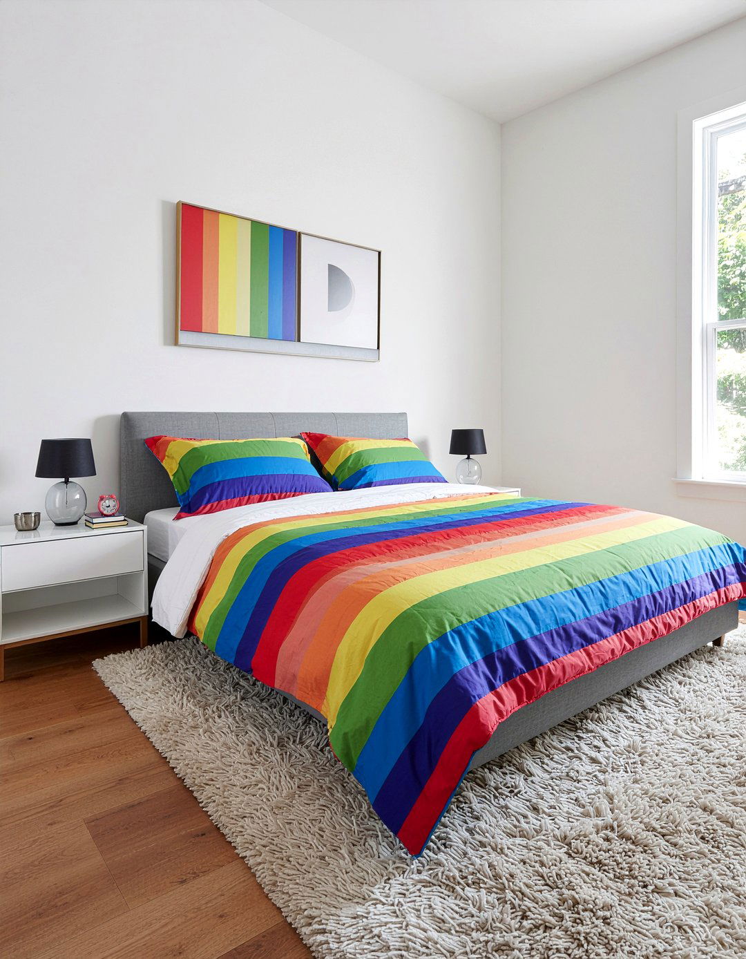 Modern Rainbow Bedding - 30 rainbow bedroom ideas