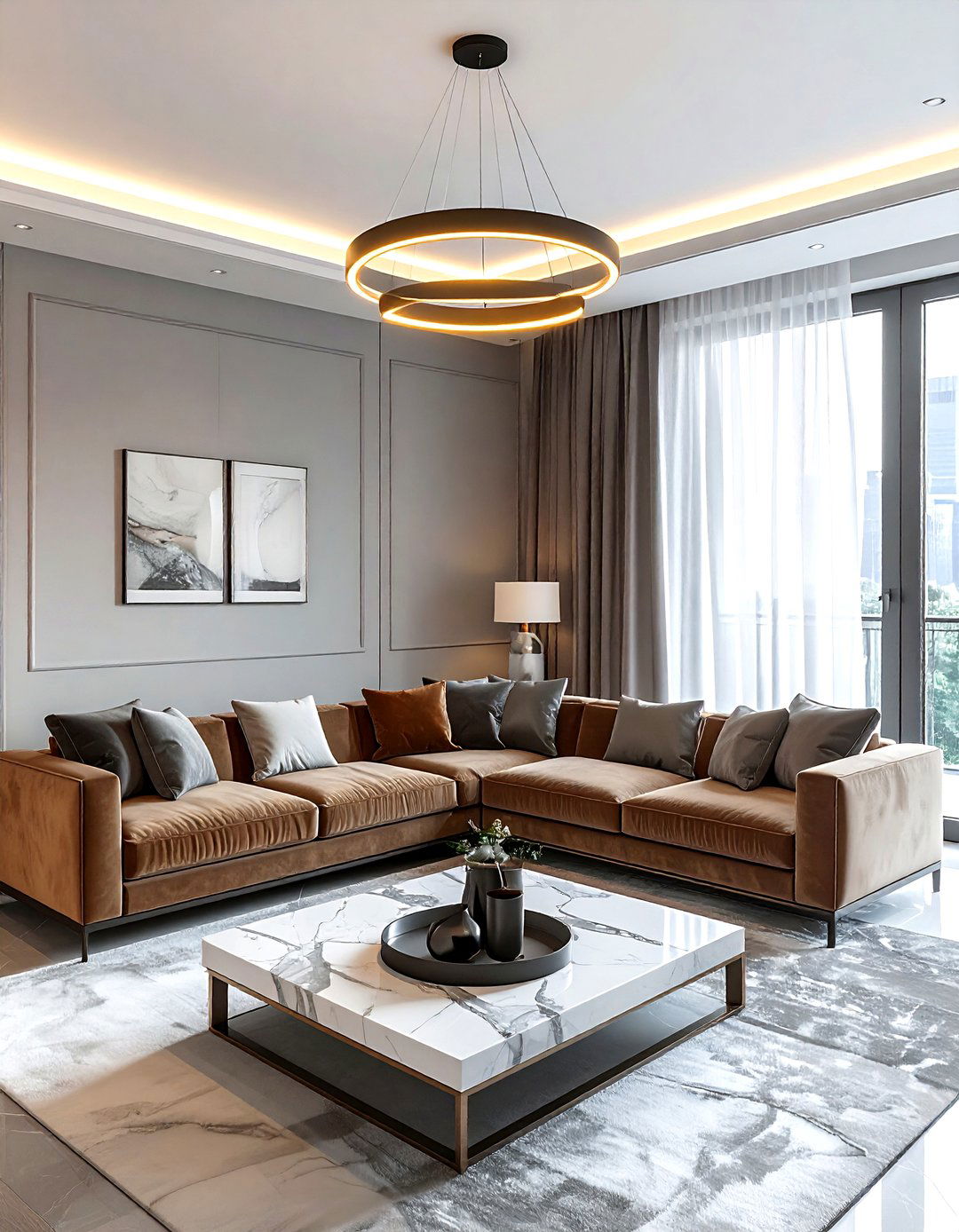 Modern Ring Chandelier - 30 living room chandelier ideas