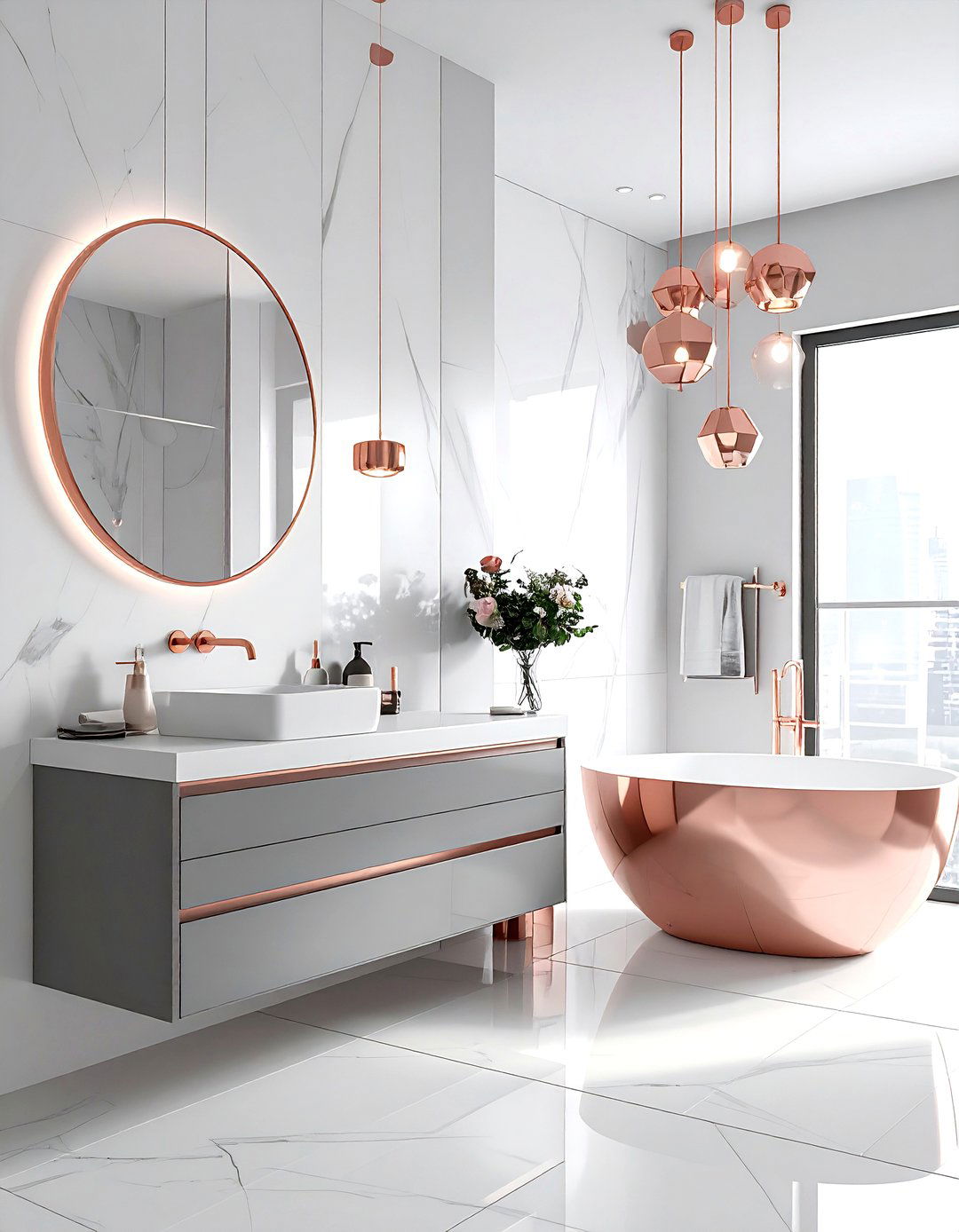 Modern Rose Gold Bathroom - 30 rose gold bathroom ideas