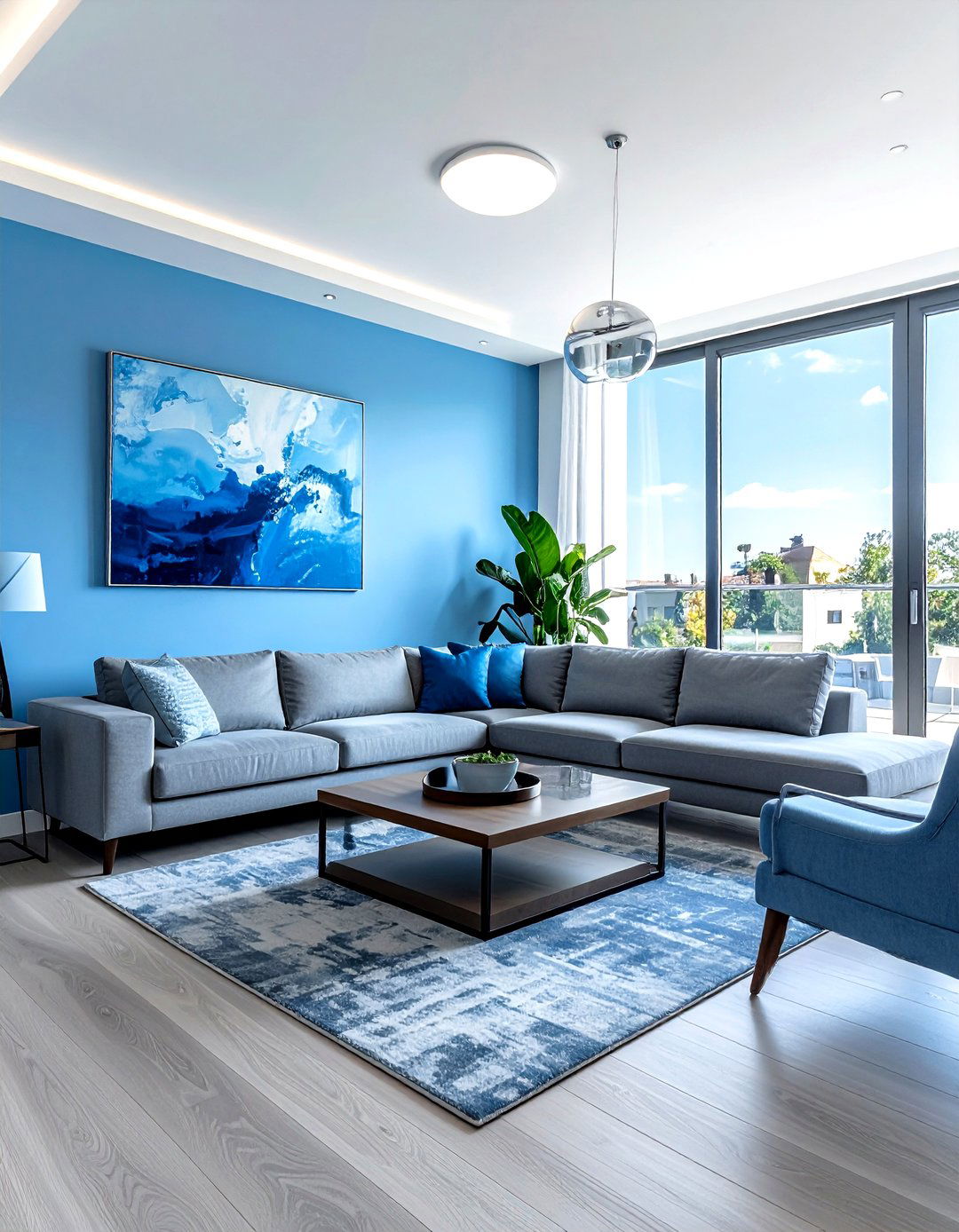 Modern Sky Blue Living Room - 30 sky blue living room ideas