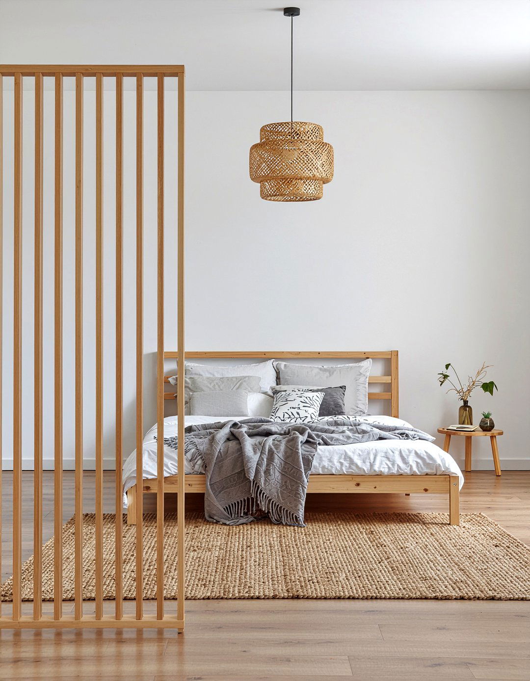 Modern Slat Wood Screen - 30 bedroom screen ideas