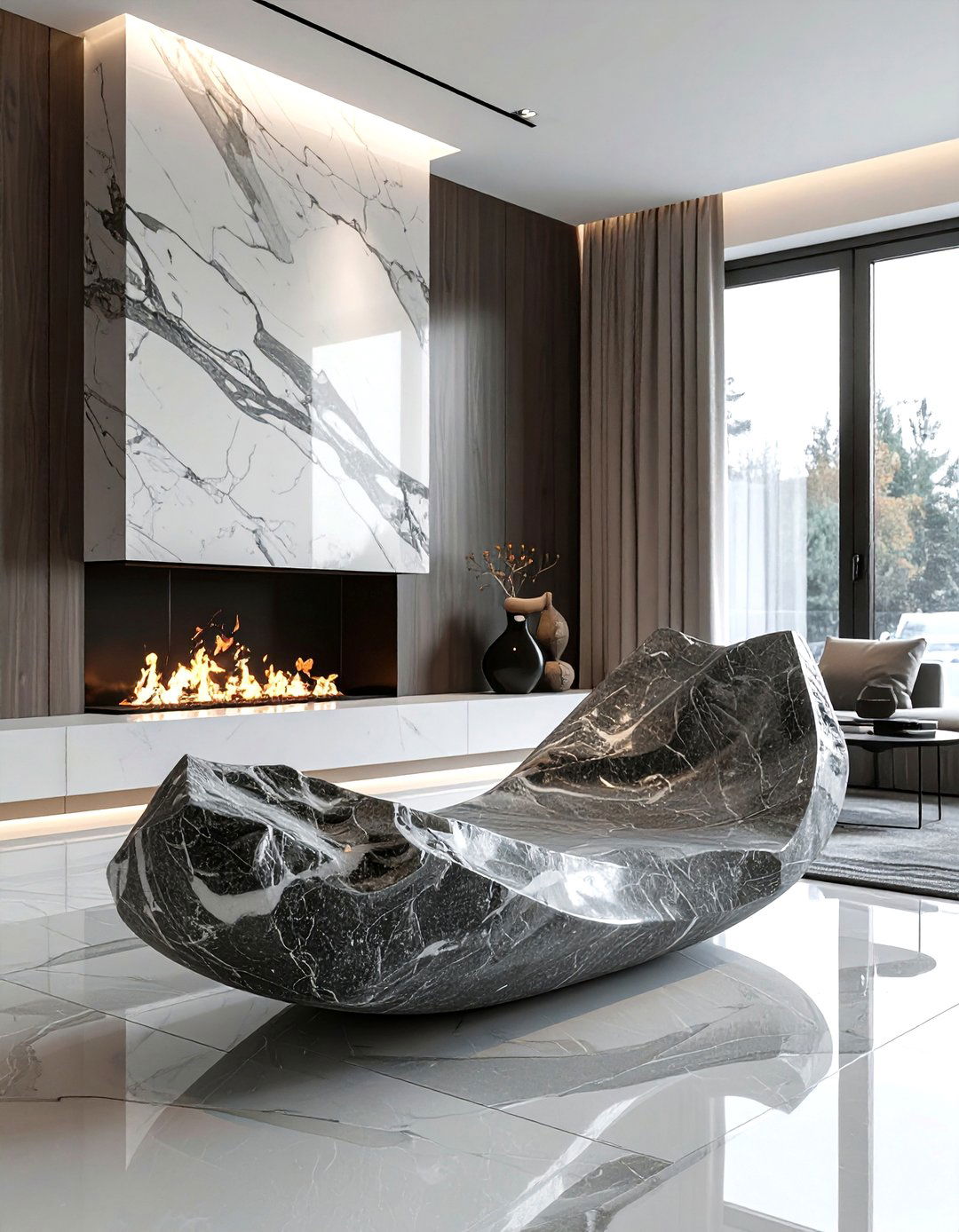 Modern Stone Sculpture - 30 mantel decor ideas