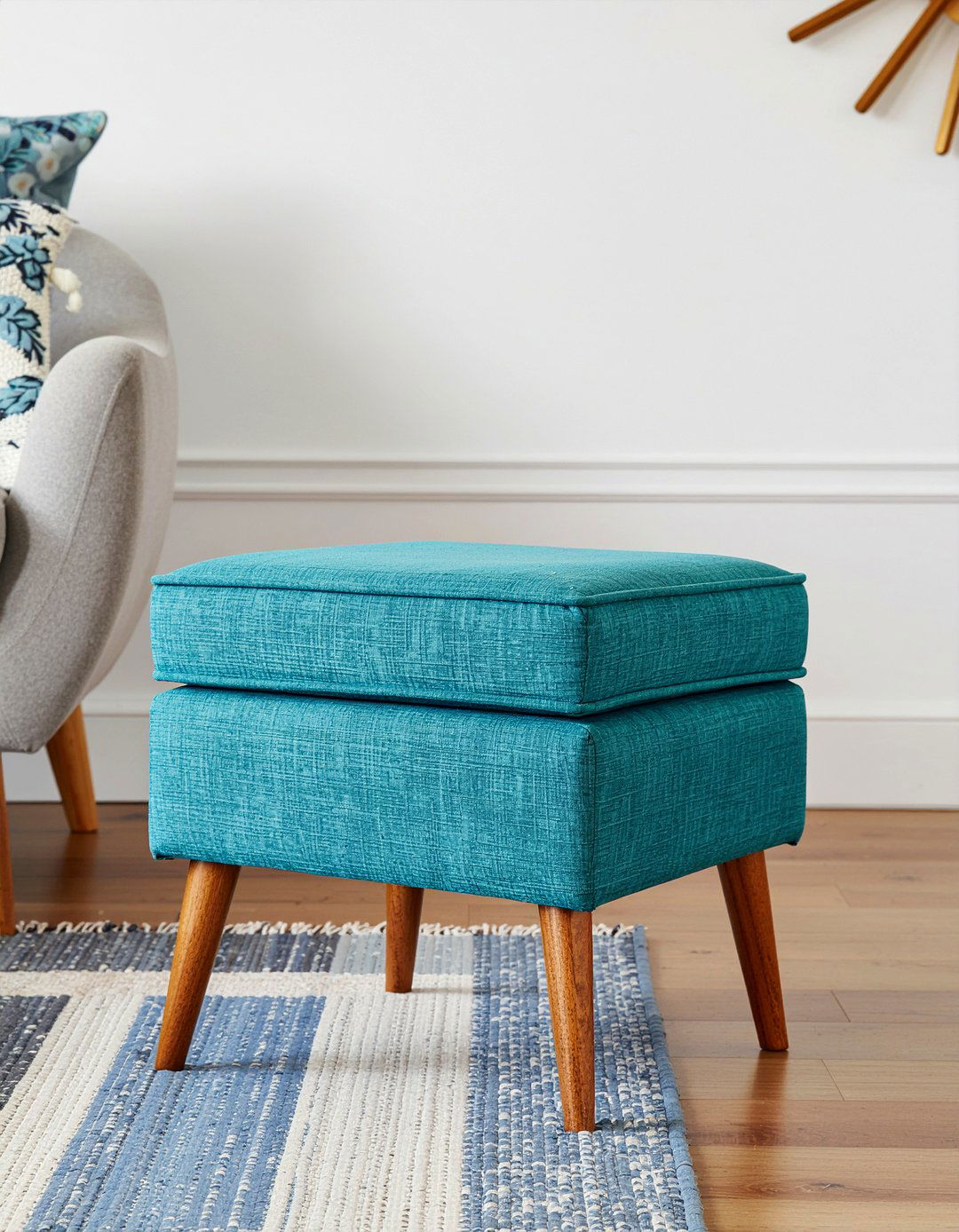 Modern Storage Ottoman With Wooden Legs - 30 living room storage ottoman ideas