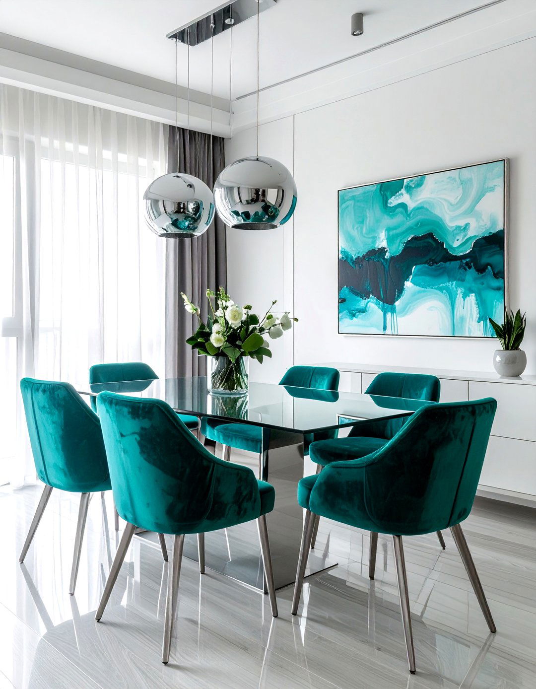 Modern Teal Dining Room - 30 cool teal dining room ideas