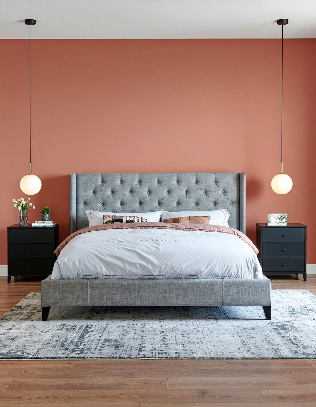 Modern Terracotta Accent Wall - 30 terracotta bedroom ideas