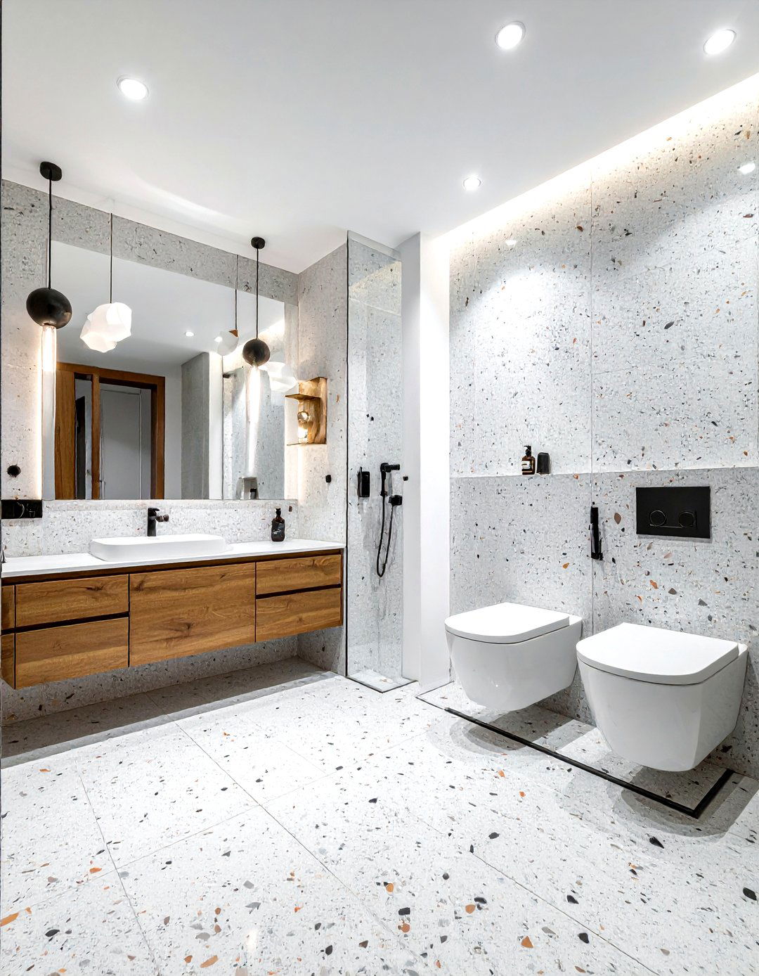 Modern Terrazzo Powder Room - 30 terrazzo bathroom ideas