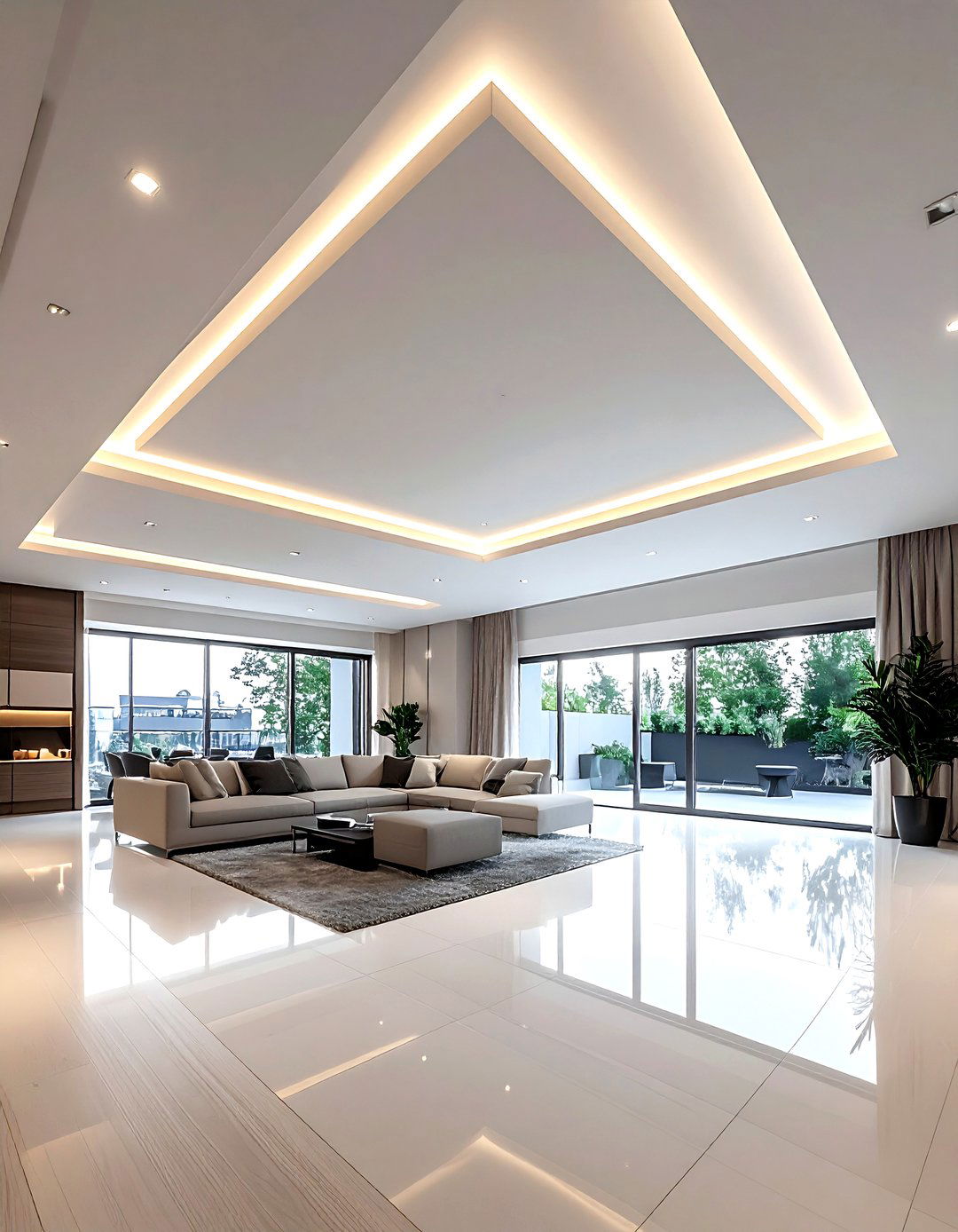 Modern Tray - 30 living room ceiling designs