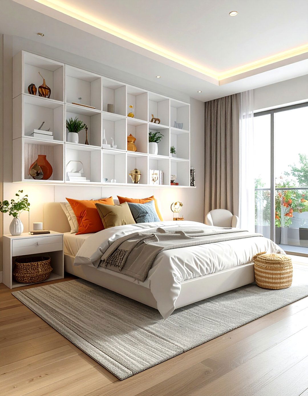 Modern Wall Cubby - 30 bedroom overhead storage ideas