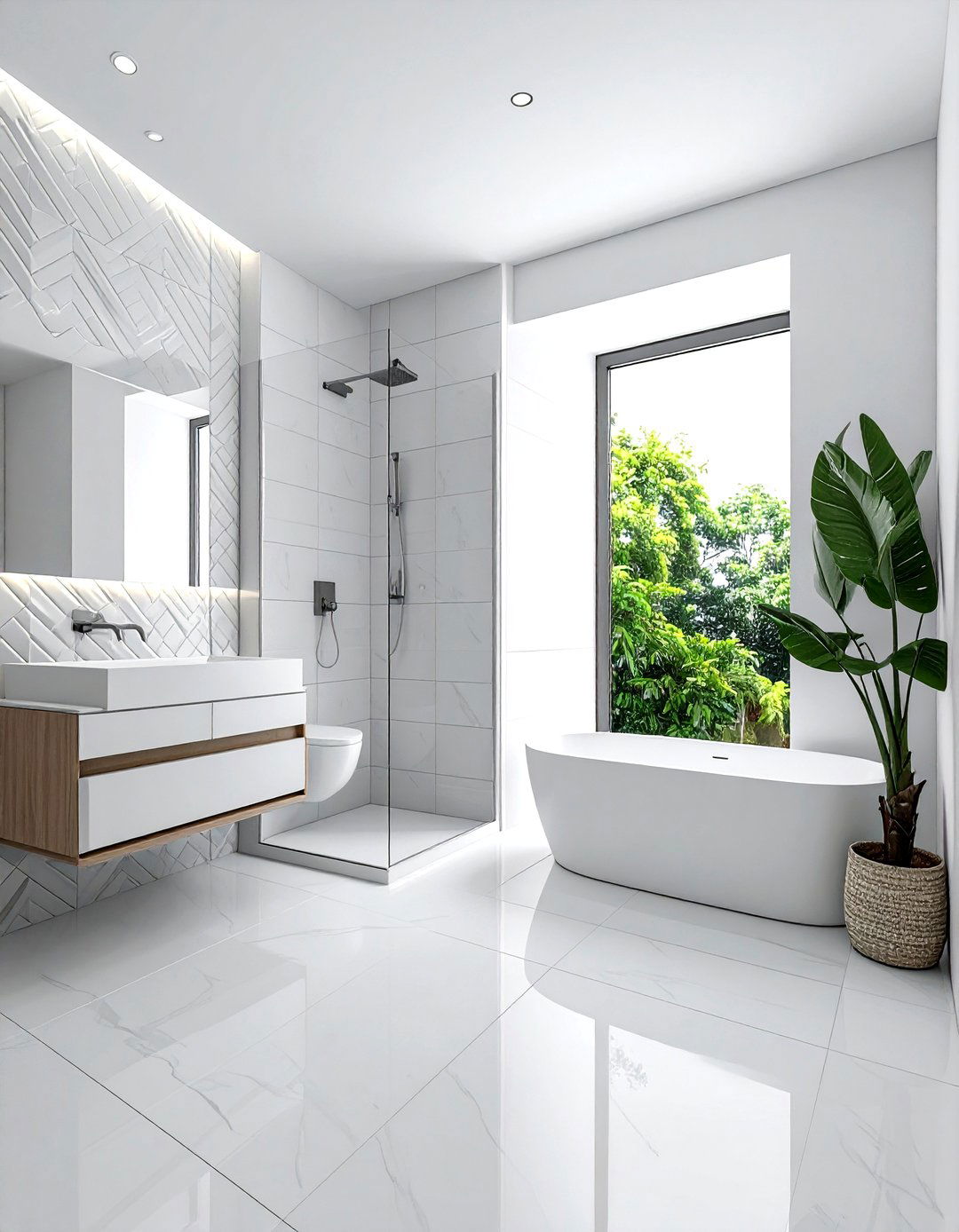 Modern White Bathroom Tile - 30 white and white bathroom ideas