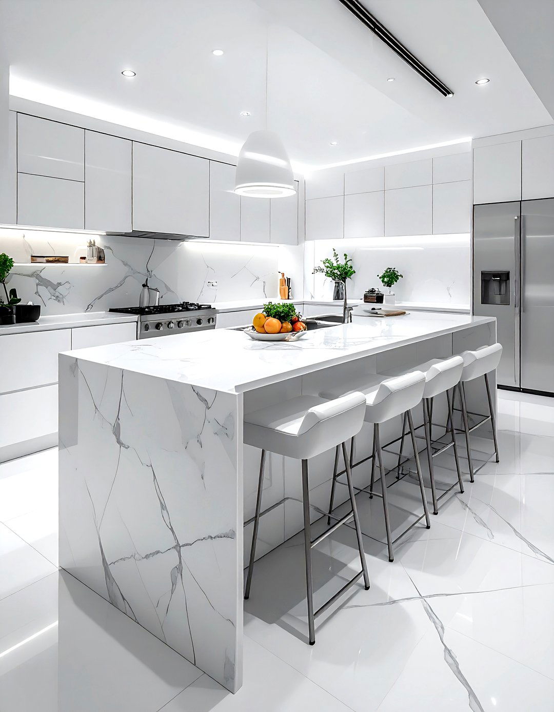 Modern White Kitchen Island - 30 L-shaped kitchen island ideas