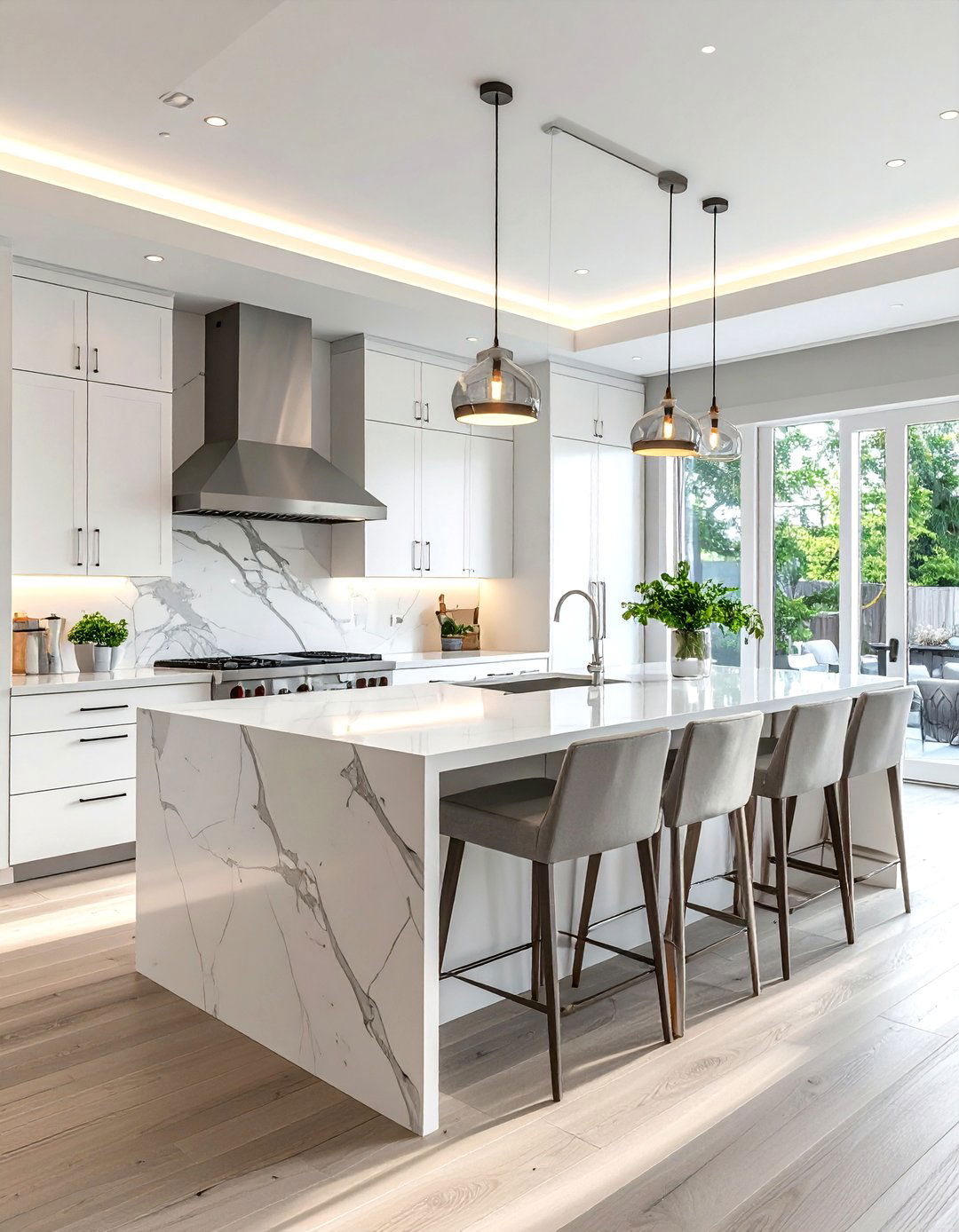 Modern White Kitchen With Island - 30 comfortable kitchen ideas