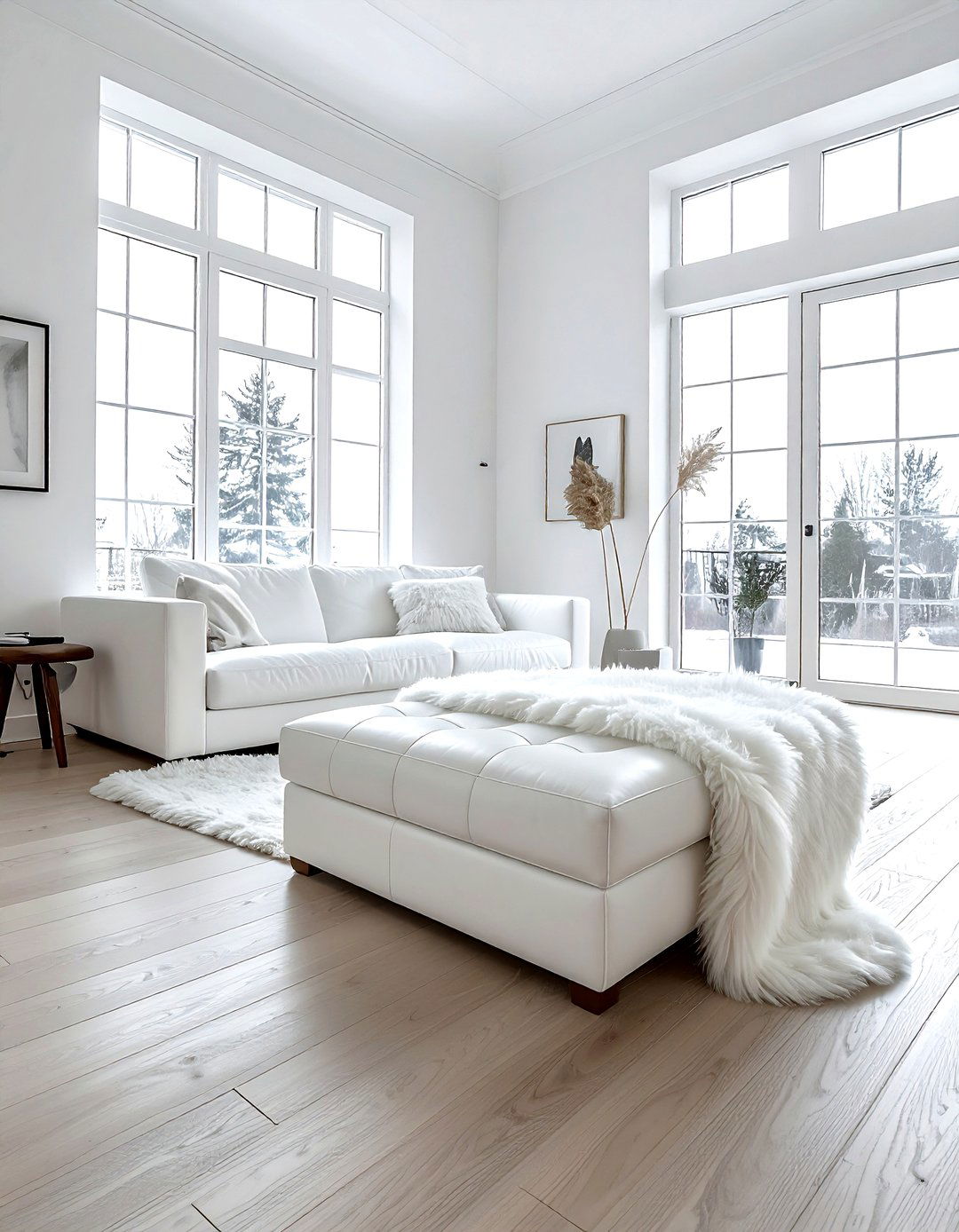 Modern White Leather Ottoman - 30 living room leather ottoman ideas