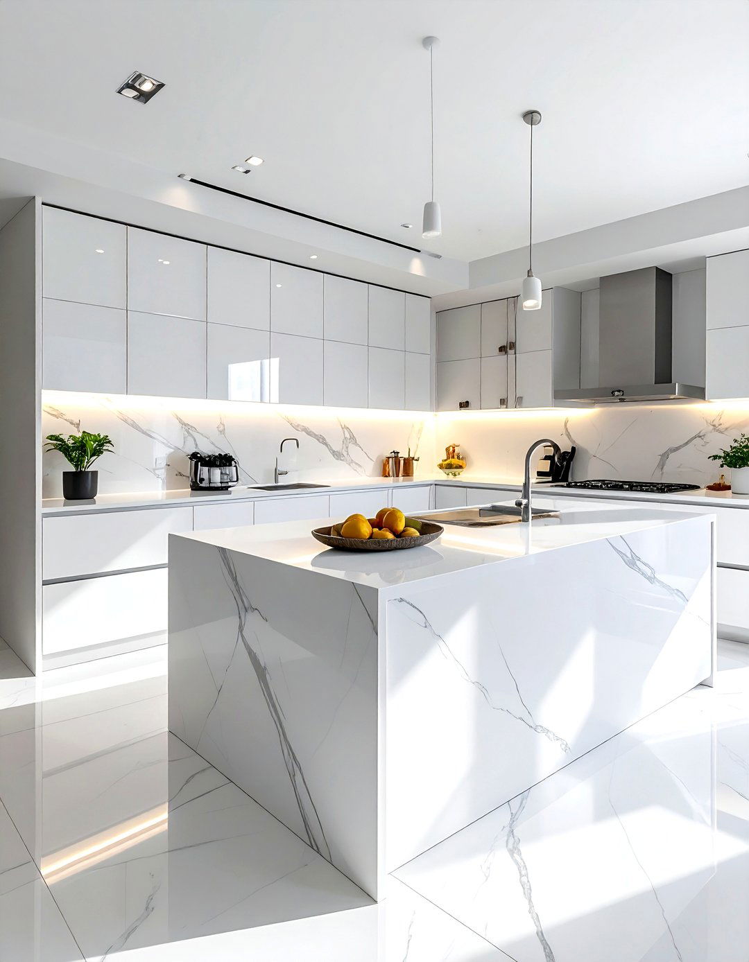 Modern White Quartzite - 30 veined countertop kitchen ideas