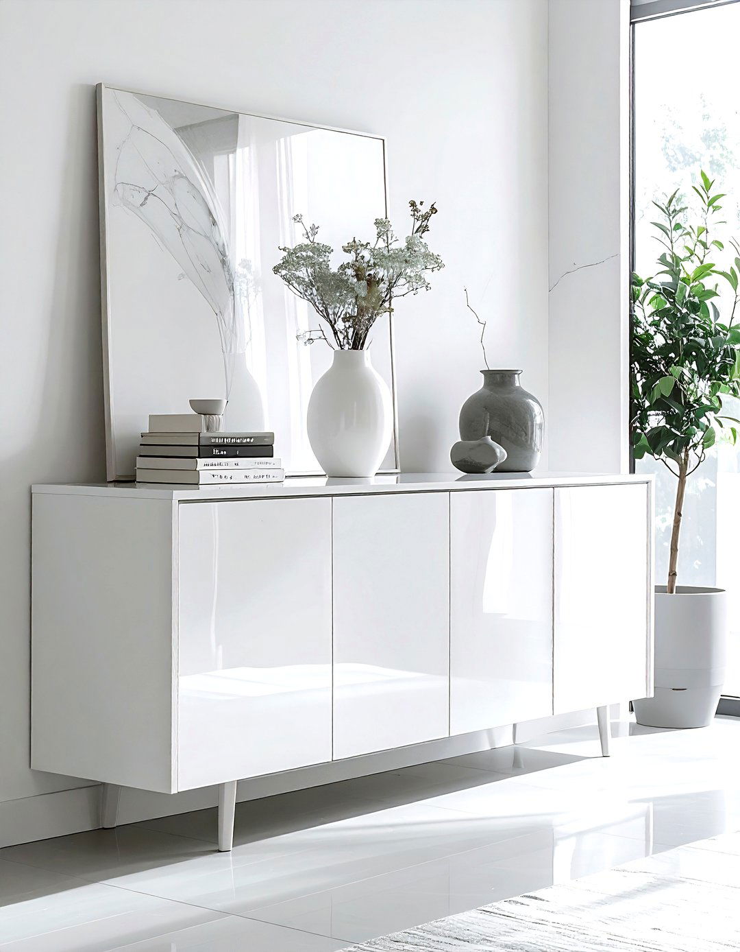 Modern White Sideboard - 30 white buffet dining room ideas