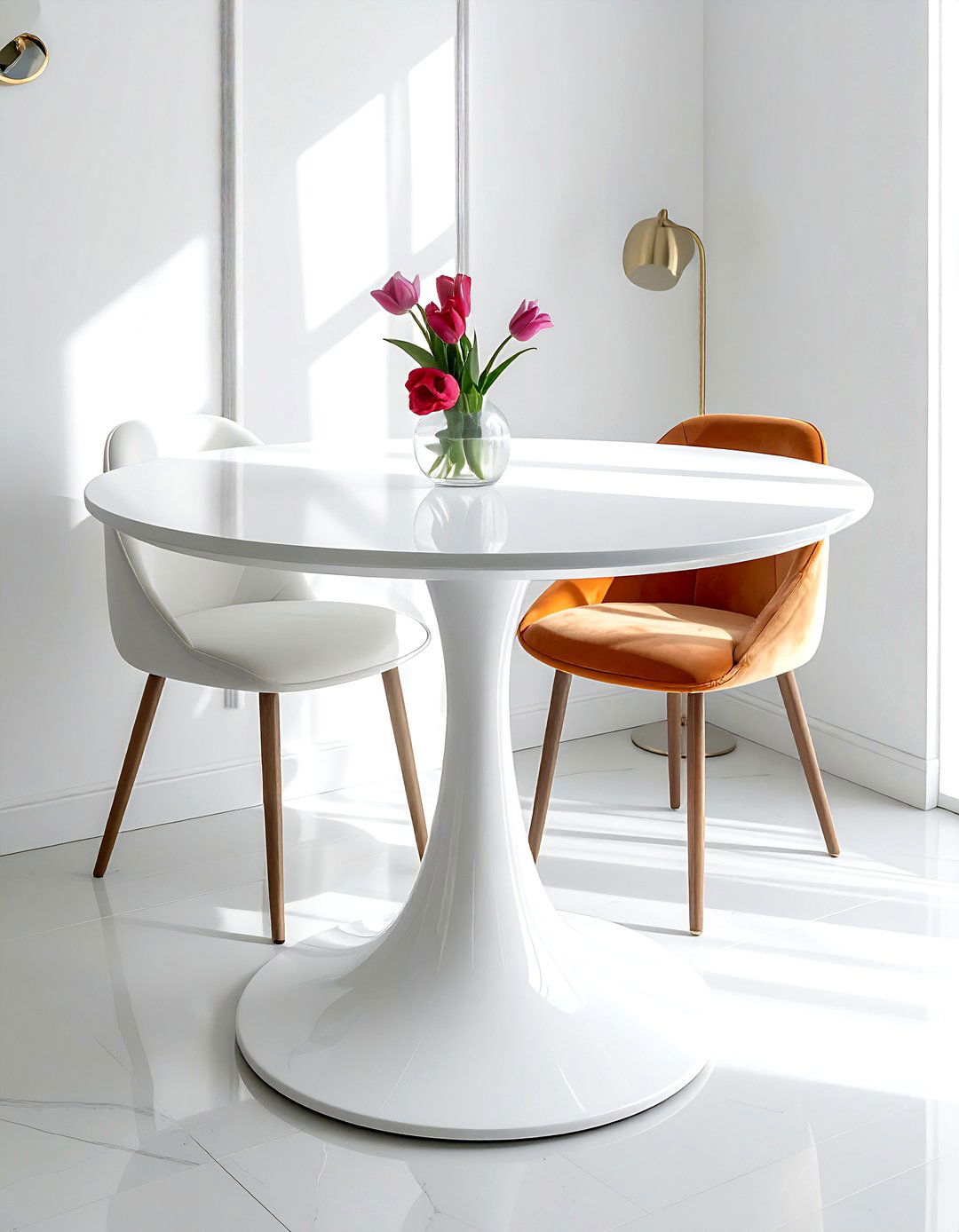 Modern White Tulip Table - 30 oval dining table ideas