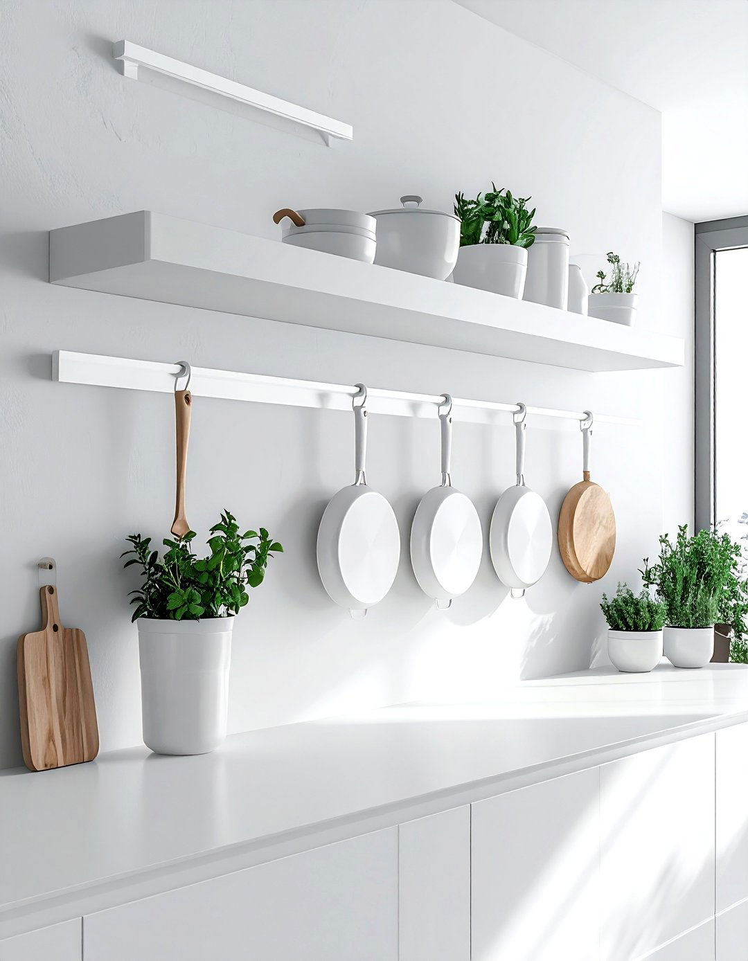 Modern White Wall Bar - 30 wall pot rack kitchen ideas