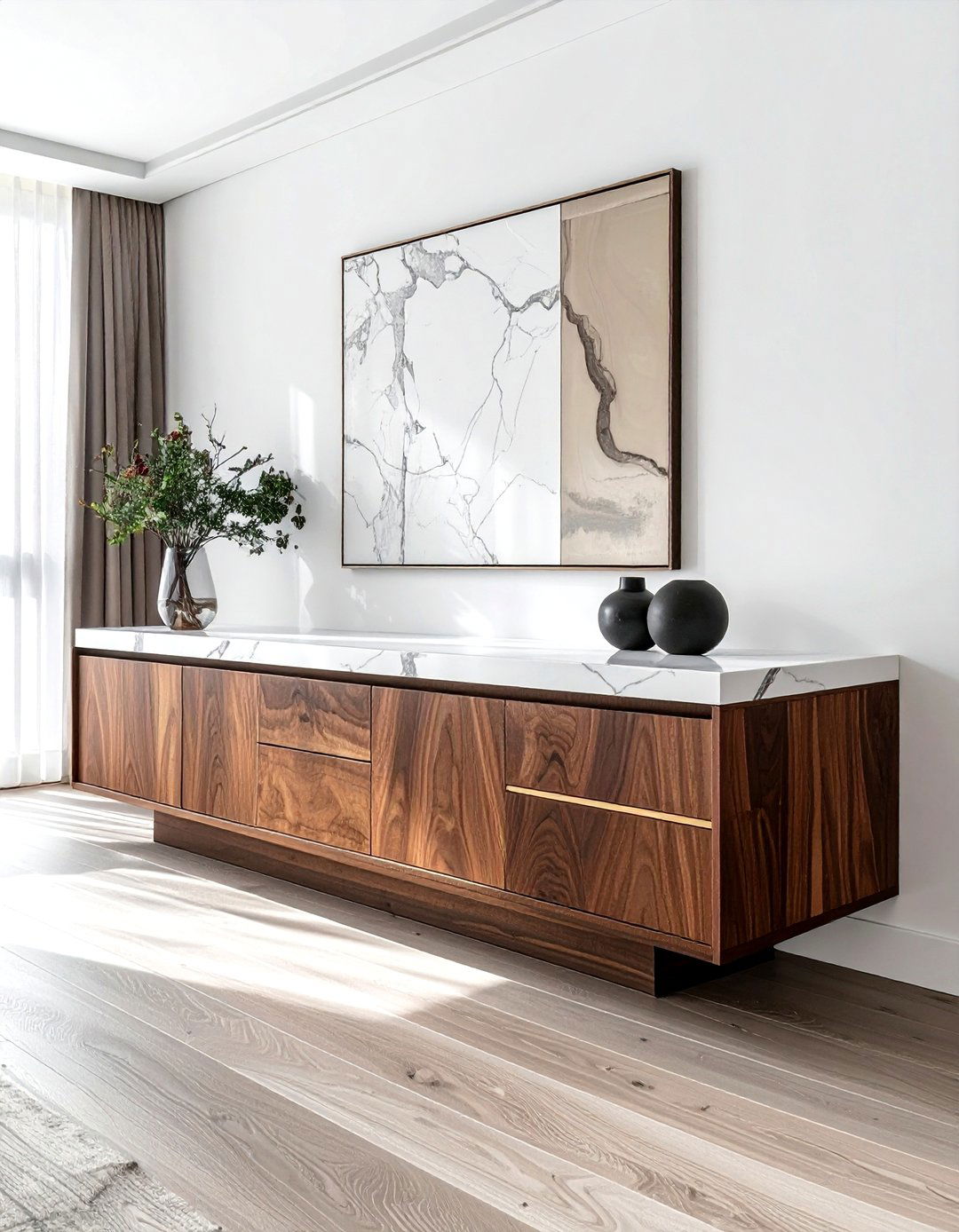 Modern Wood Buffet With Marble Top - 30 wood buffet dining room ideas