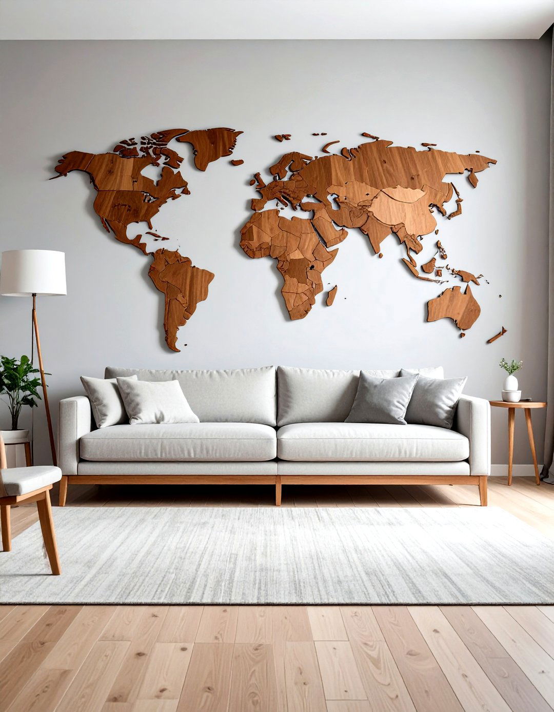 Modern Wood World Map - 30 map decor ideas