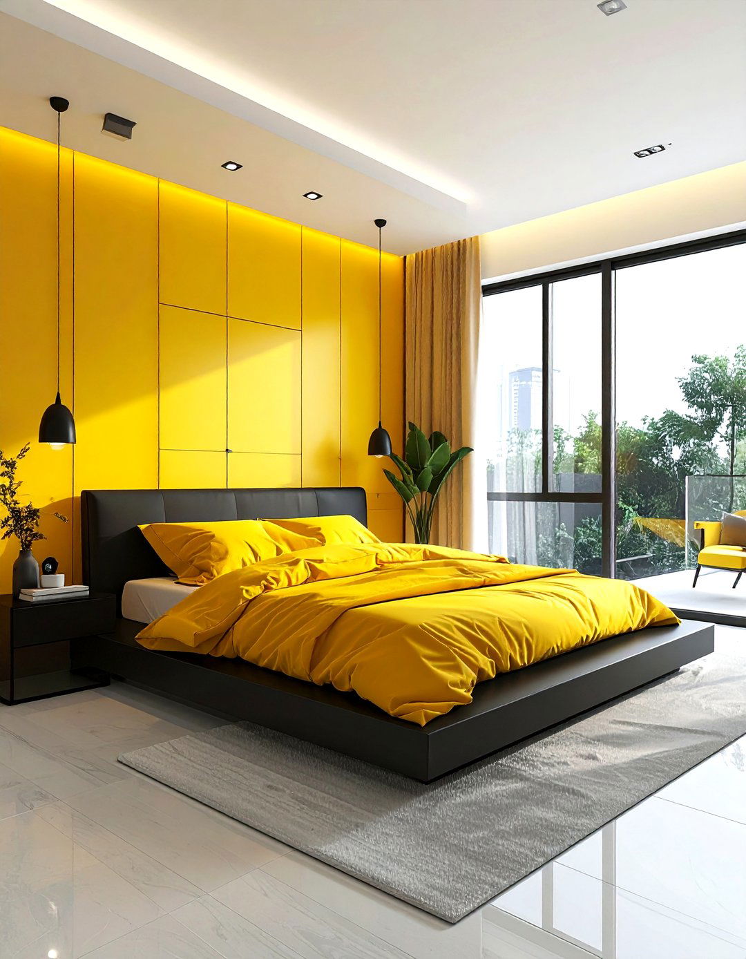 Modern Yellow Bedroom - 30 bright yellow bedroom ideas