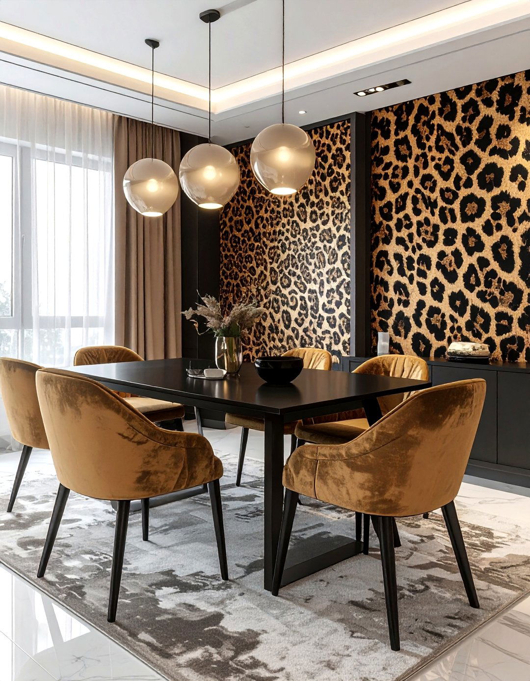 Modern animal print dining room - 30 bold wallpaper dining room ideas