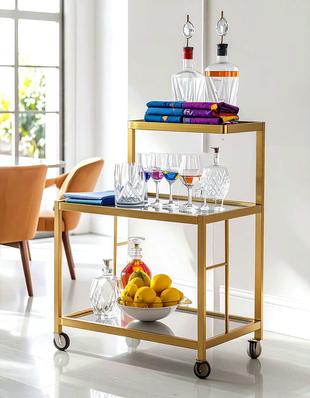 Modern bar cart - 30 weekend dining room project ideas