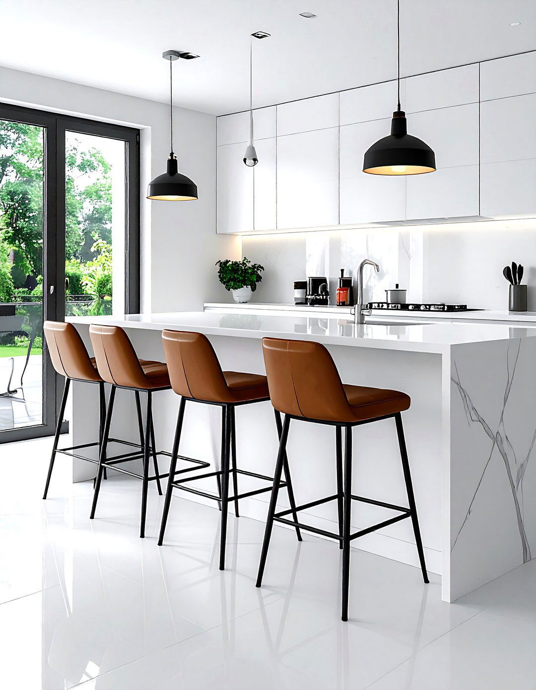 Modern bar stools - 30 white kitchen decor ideas