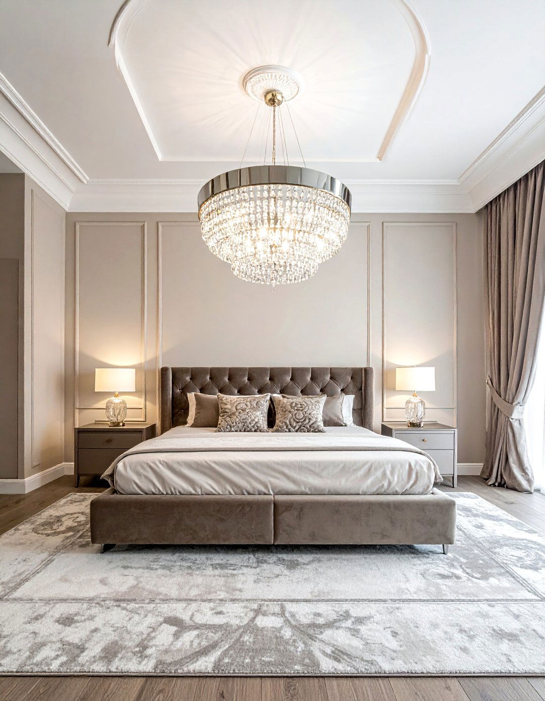 Modern bedroom chandelier - 30 bedroom layered lighting ideas