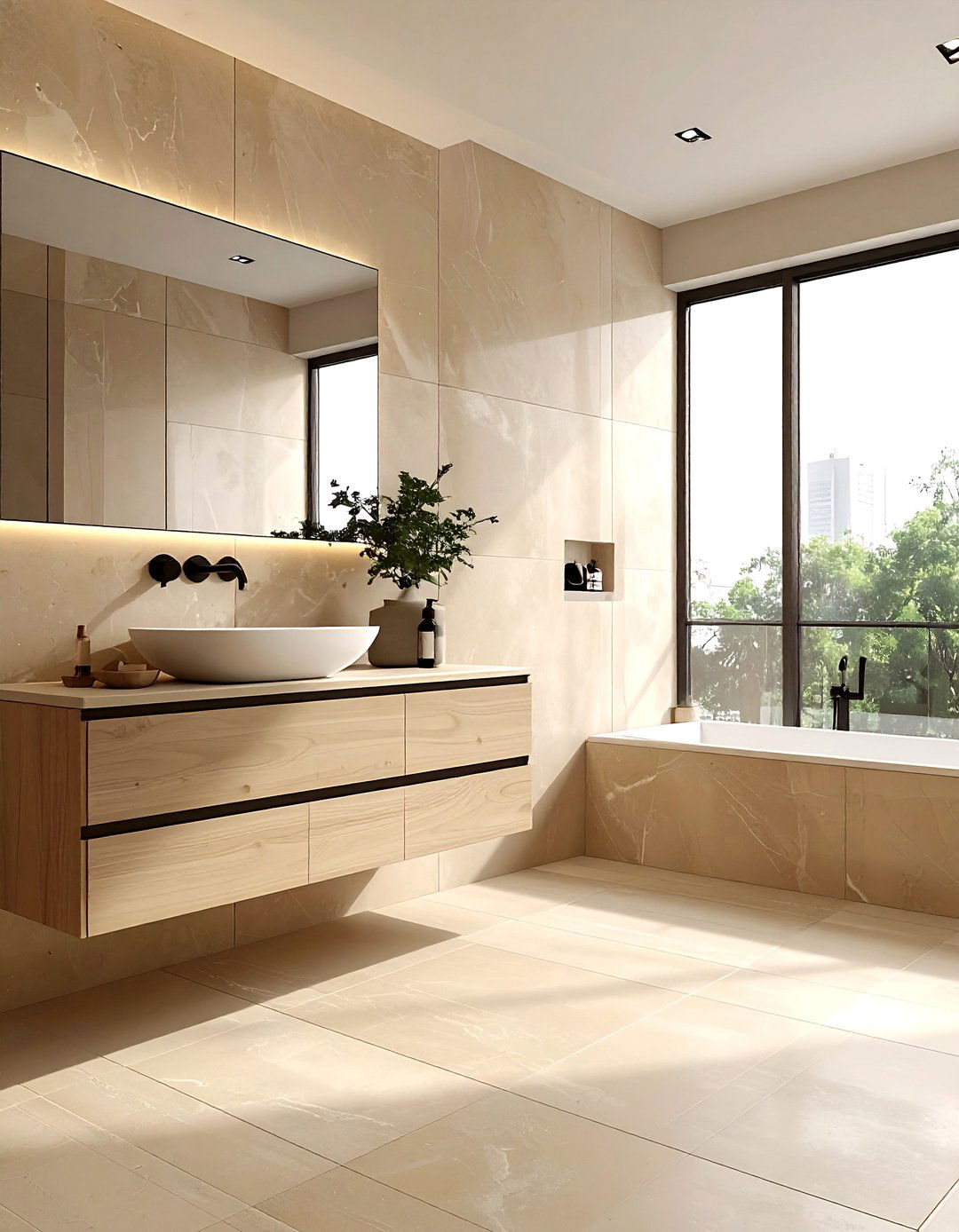 Modern beige bathroom - 30 beige bathroom decor ideas
