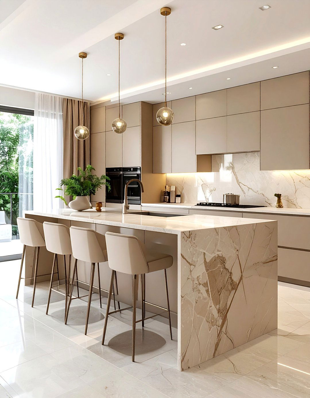 Modern beige kitchen island - 30 beige kitchen furniture ideas