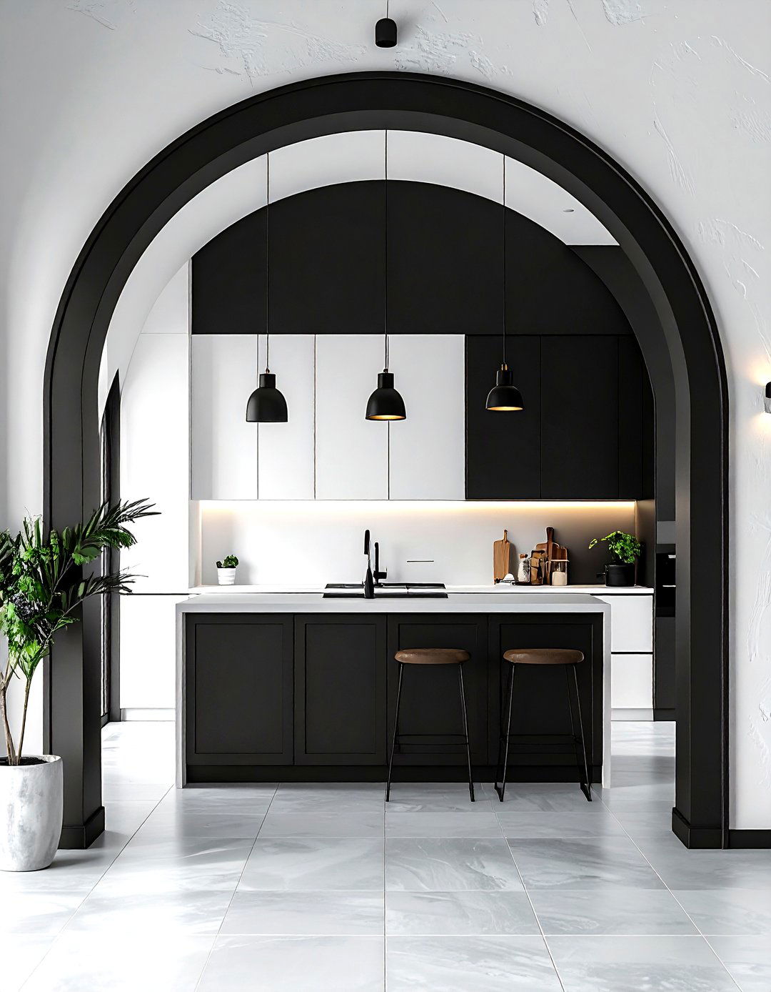 Modern black arch - 30 kitchen arch ideas