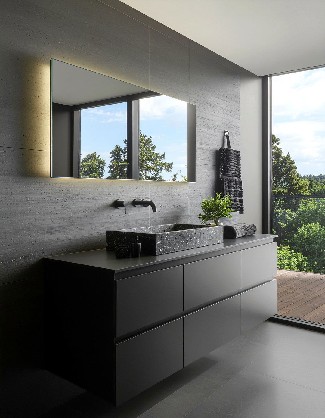 Modern black bathroom vanity - 30 all black bathroom ideas