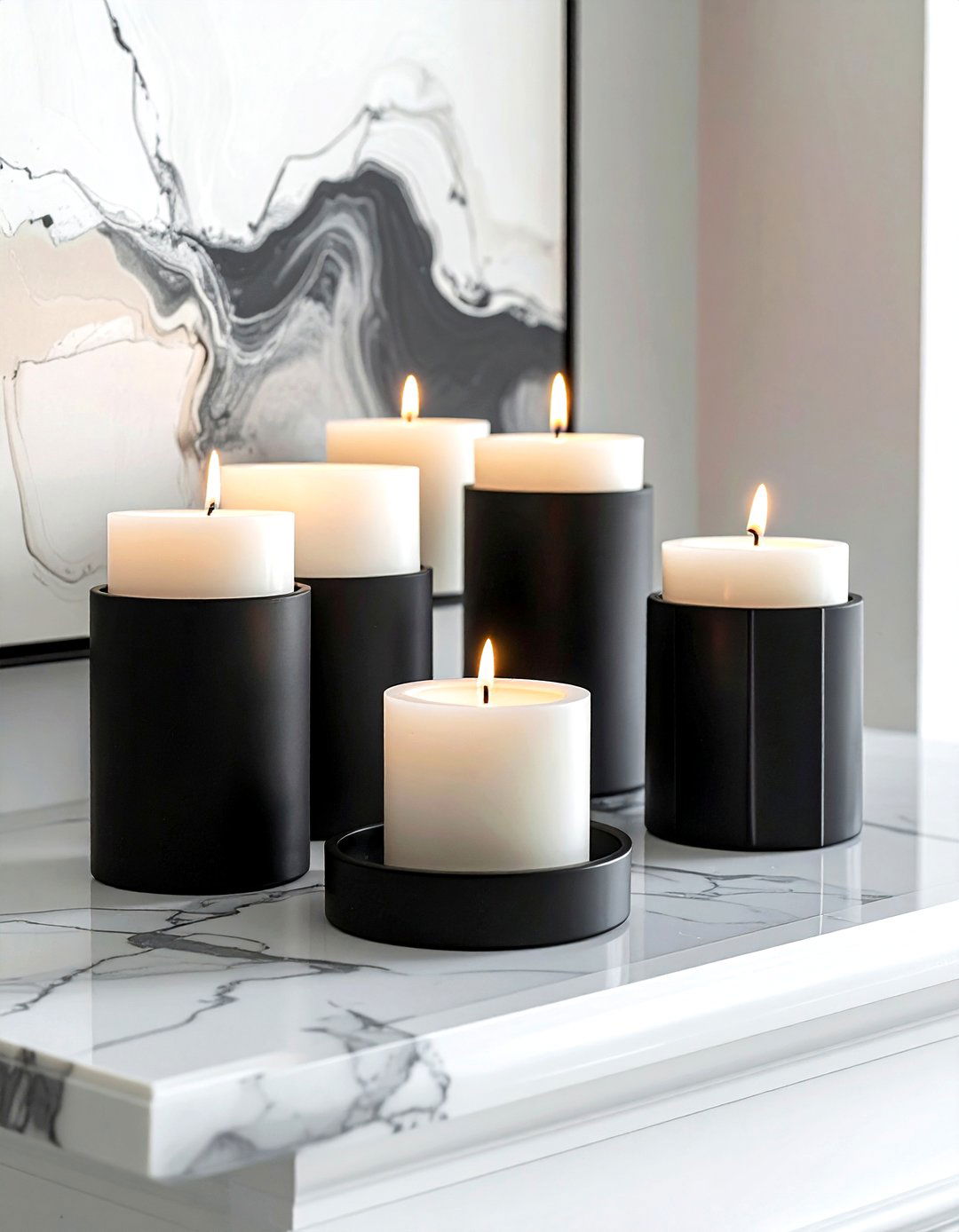 Modern black candle holders - 30 candle arrangement ideas