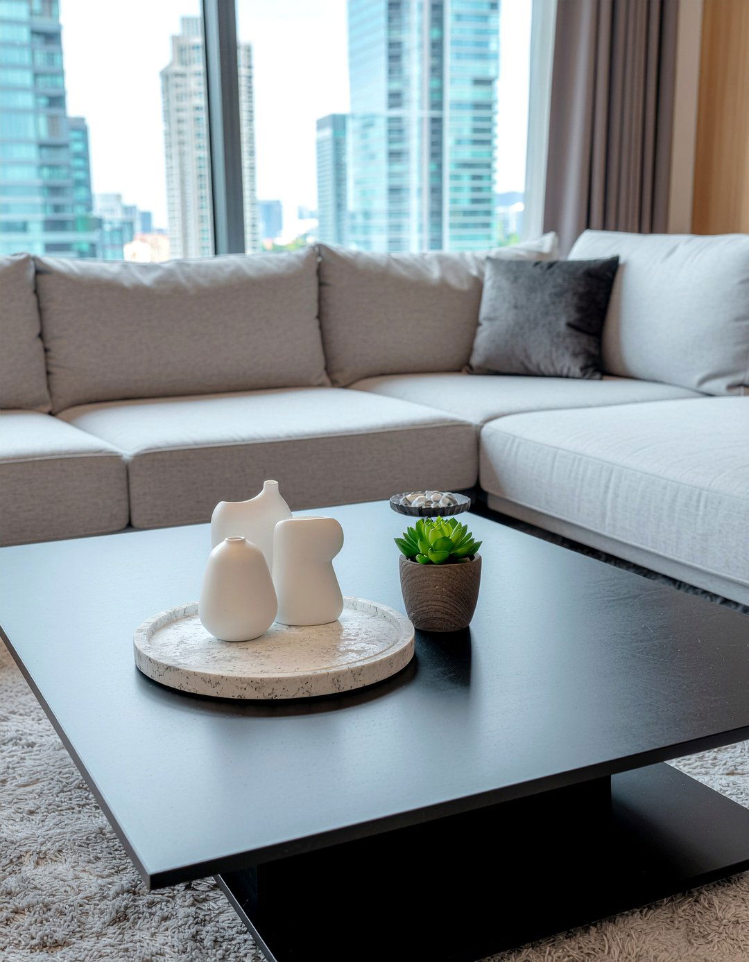 Modern black coffee table decor - 30 living room coffee table styling