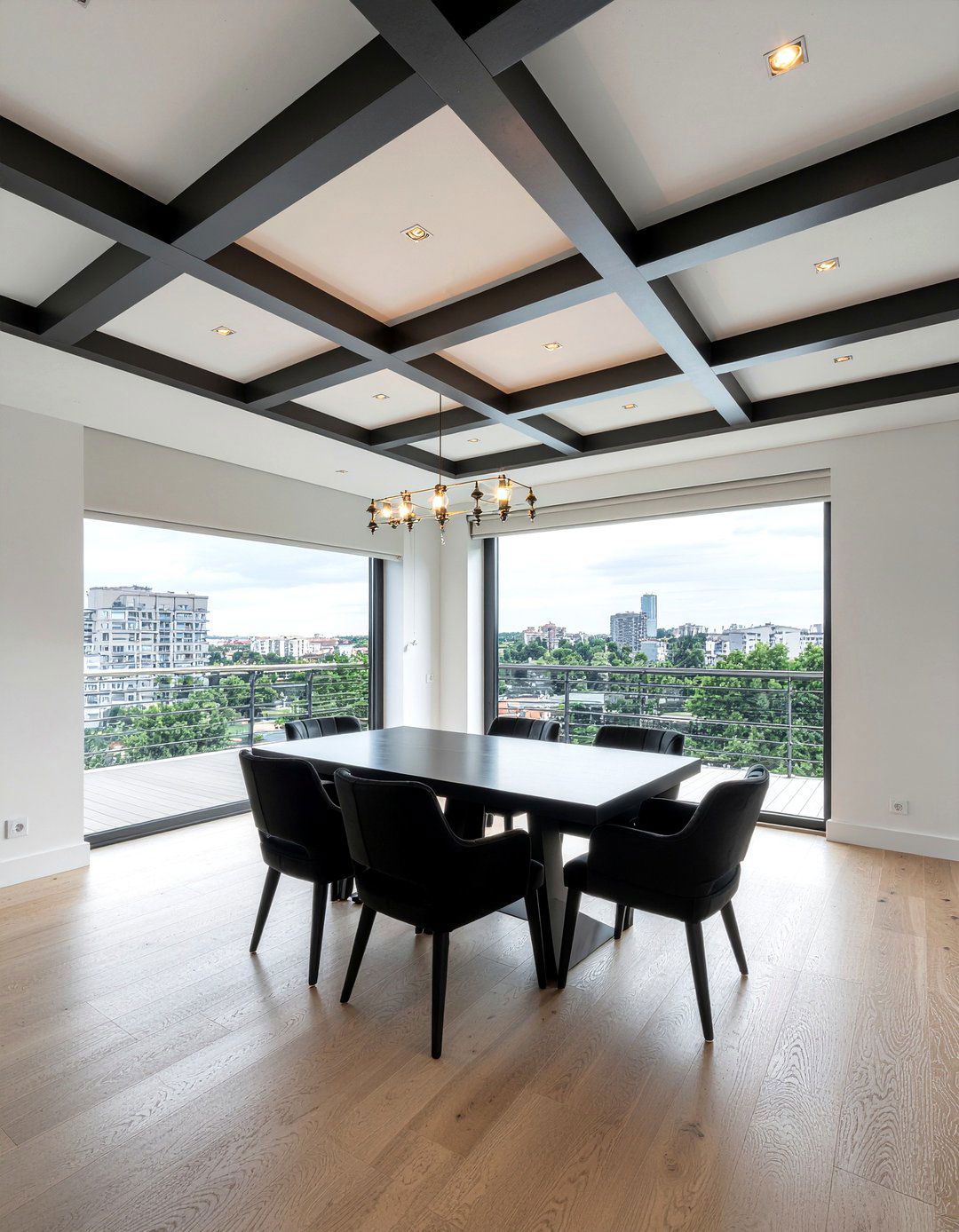 Modern black coffered ceiling - 30 dining room coffered ceiling ideas