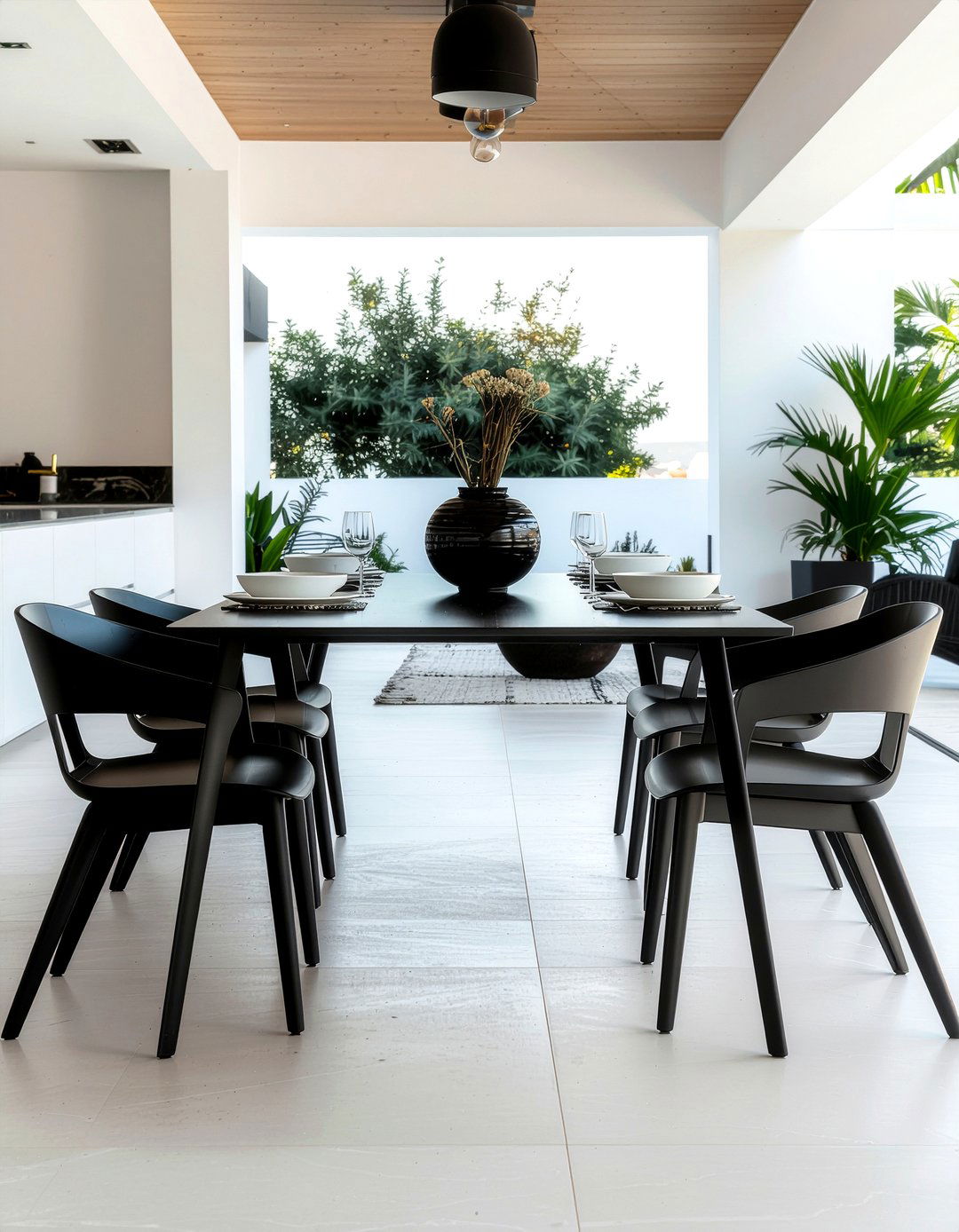 Modern black dining table - 30 outdoor dining table ideas