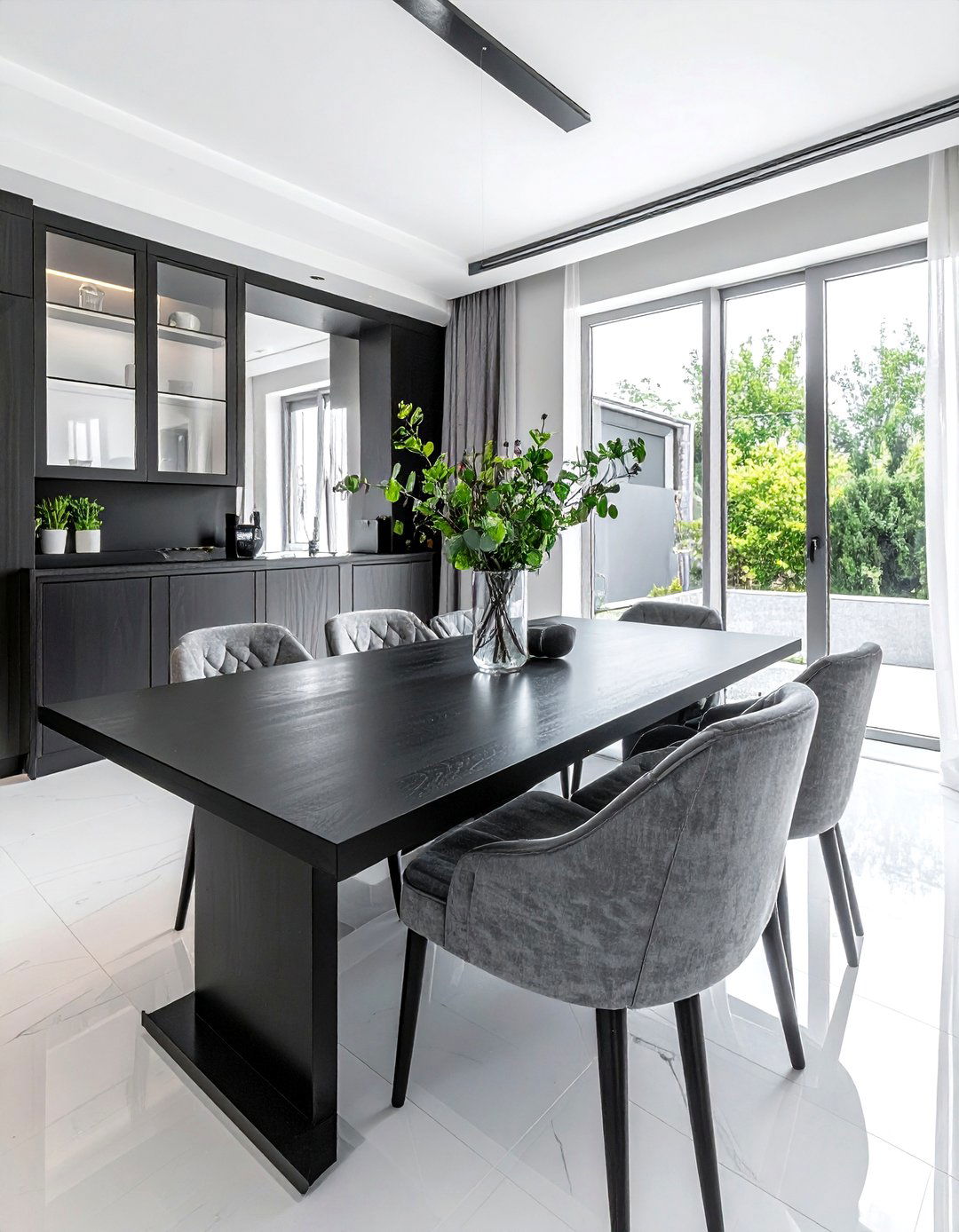 Modern black dining table - 30 black dining room decor ideas