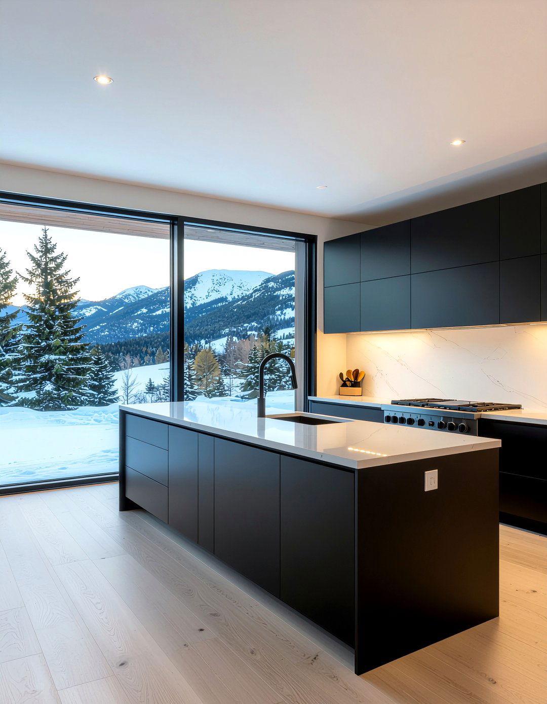 Modern black kitchen cabinets - 30 ski house kitchen ideas