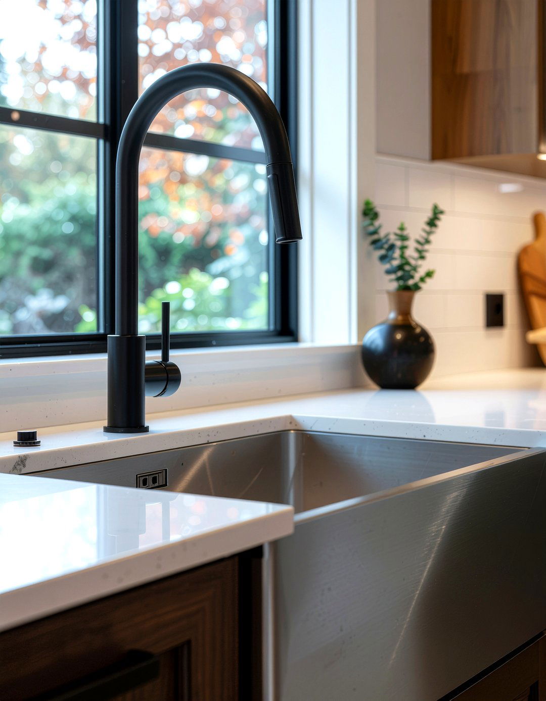Modern black kitchen faucet - 30 black kitchen hardware ideas