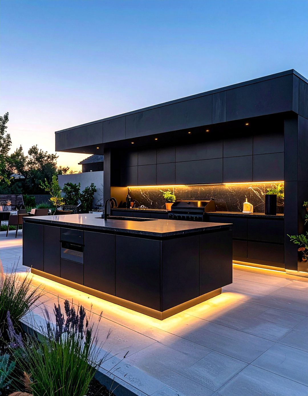 Modern black outdoor kitchen - 30 summer kitchen ideas