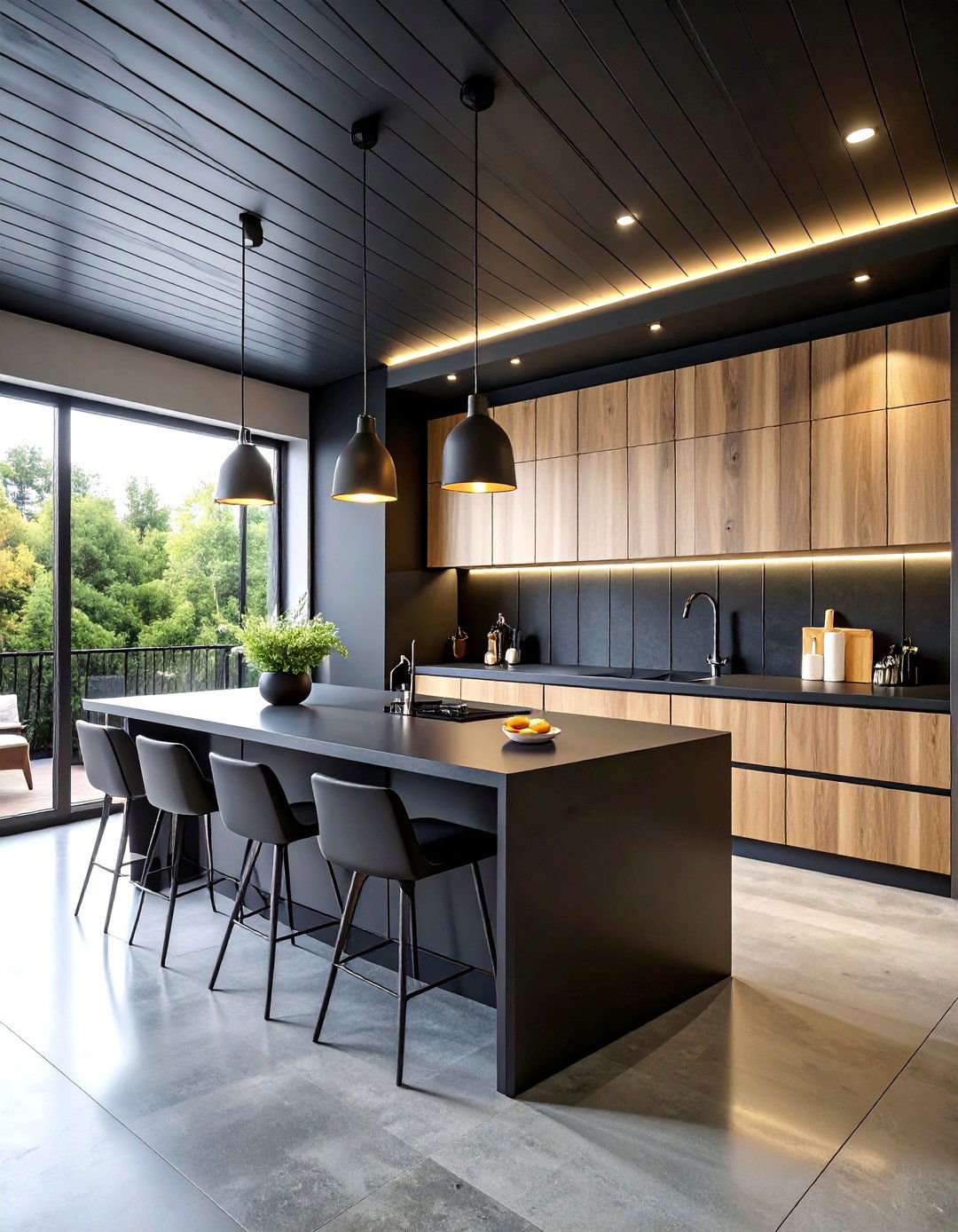Modern black tongue and groove kitchen - 30 kitchen tongue and groove ceiling ideas