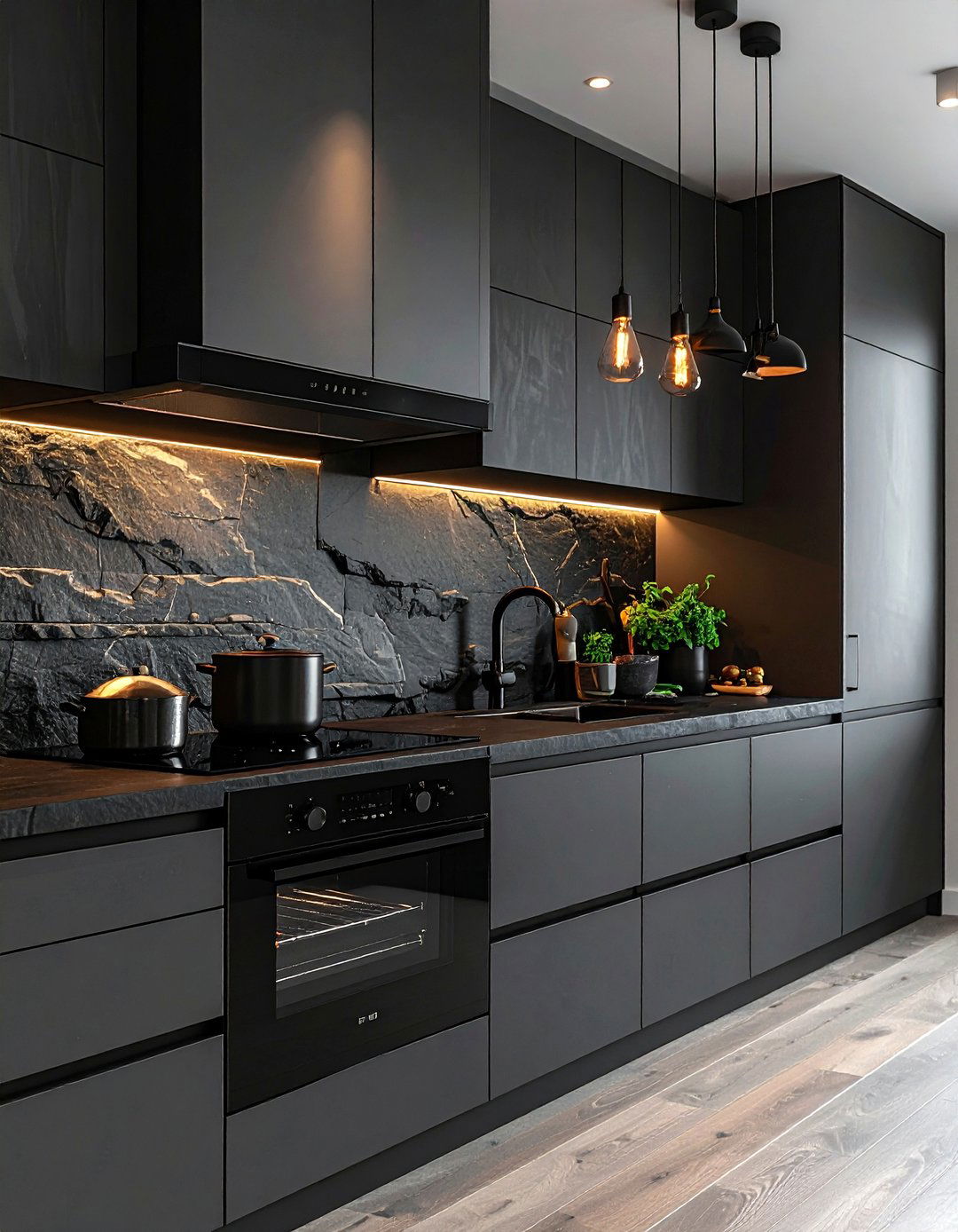 Modern black wall oven - 30 wall oven kitchen ideas
