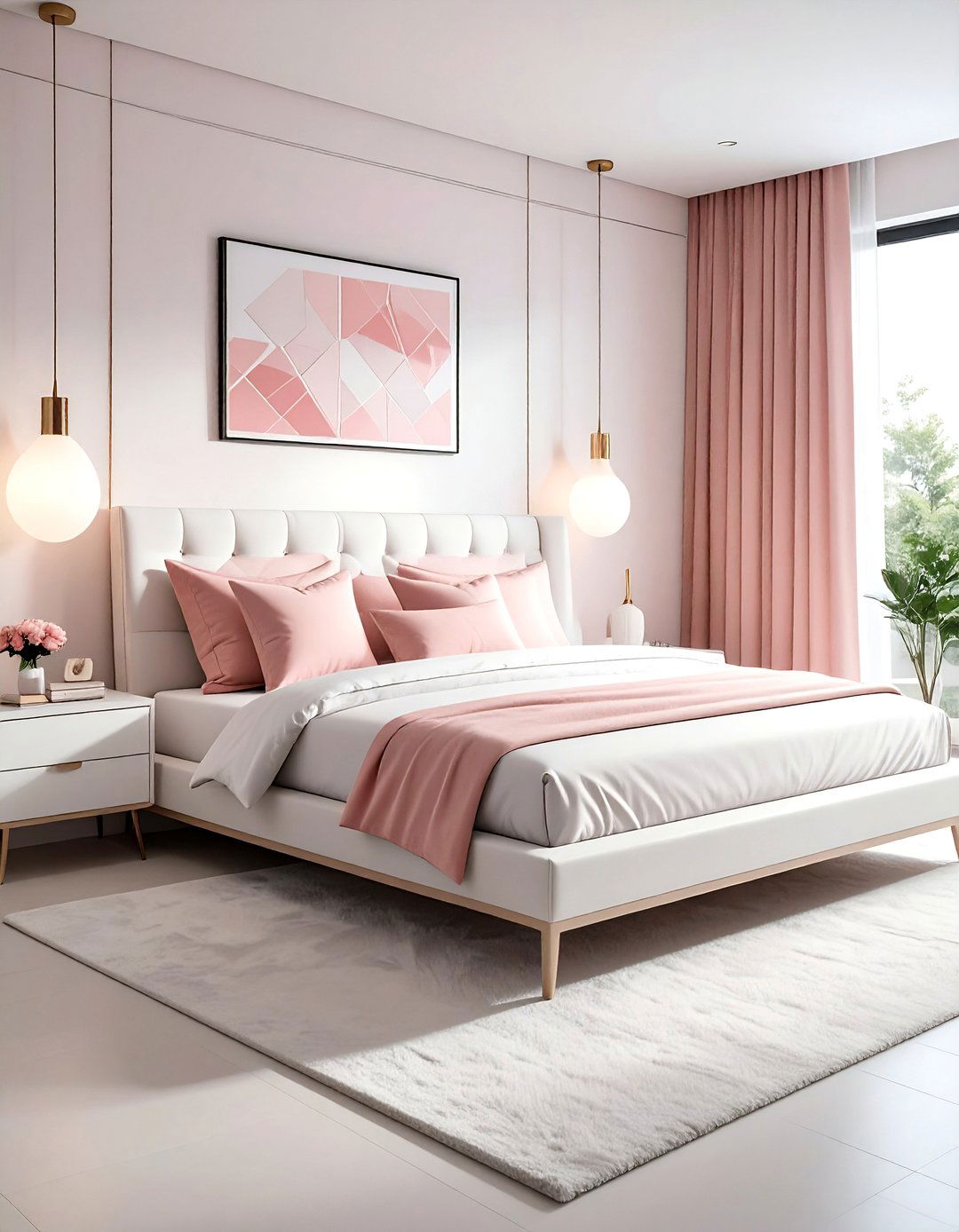 Modern blush bedroom - 30 blush and white bedroom ideas