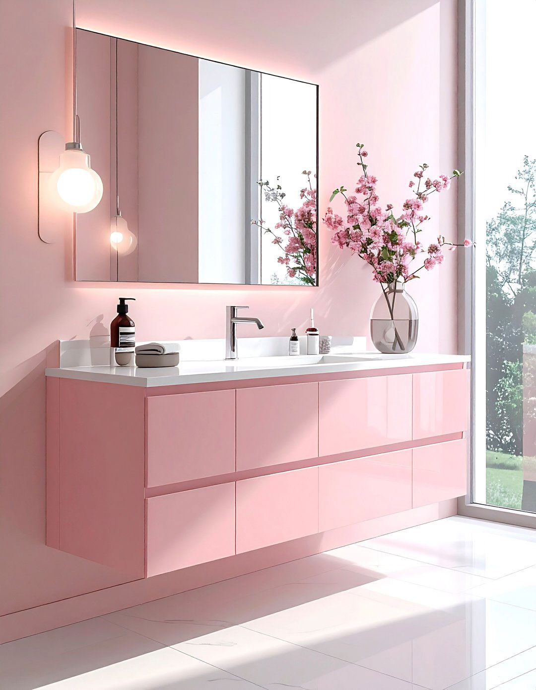 Modern blush vanity - 30 blush bathroom ideas
