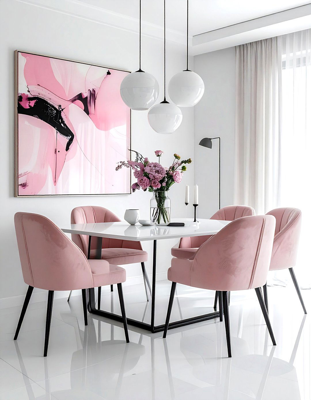 Modern blush white dining room - 30 blush and white dining room ideas