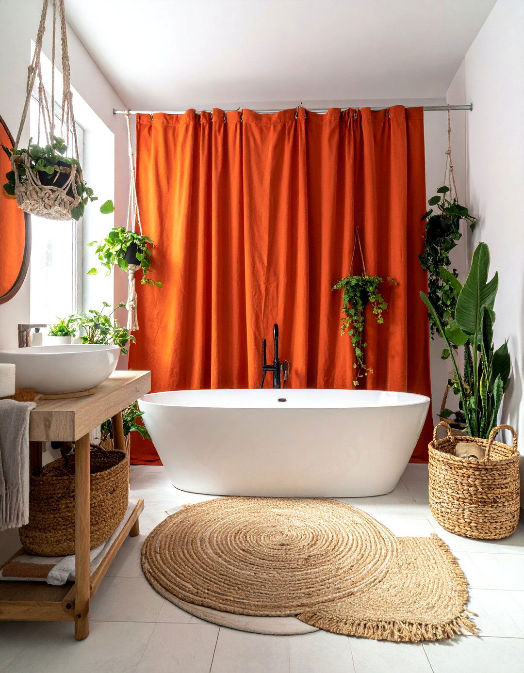 Modern boho orange bathroom - 30 burnt orange bathroom ideas