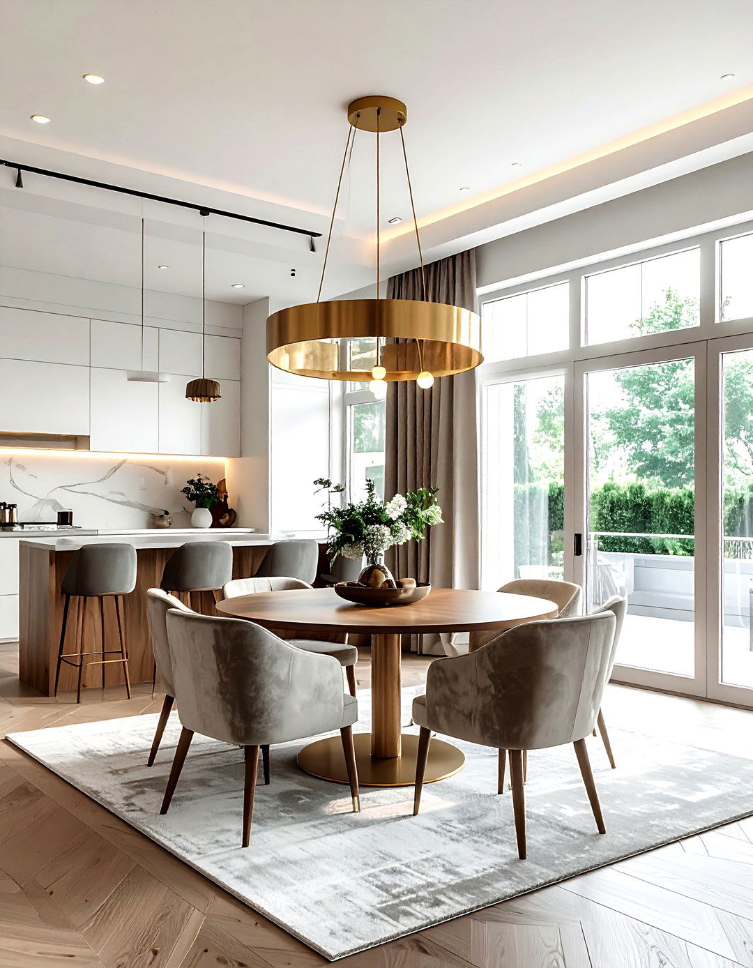 Modern brass chandelier - 30 kitchen lighting design